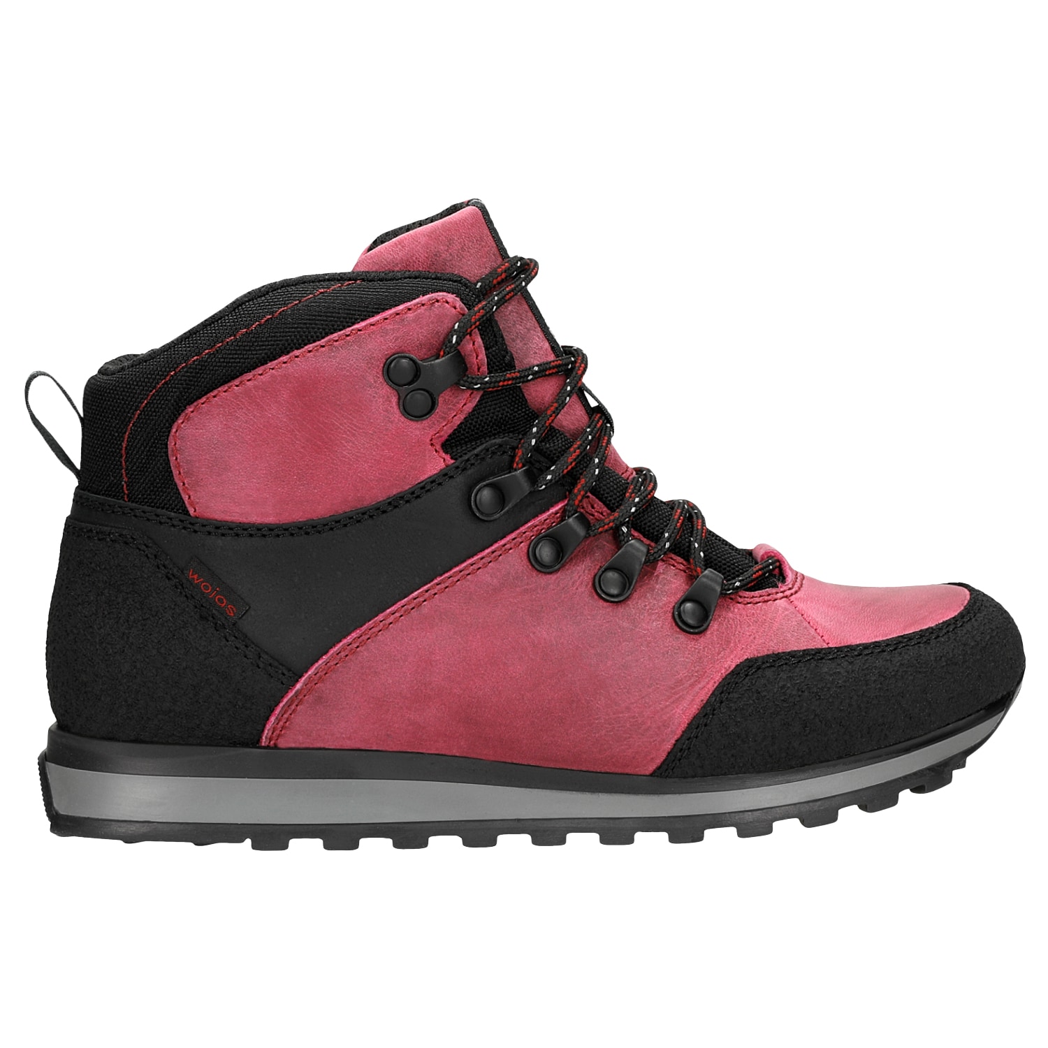 Czarno-amarantowe wysokie trekkingi damskie