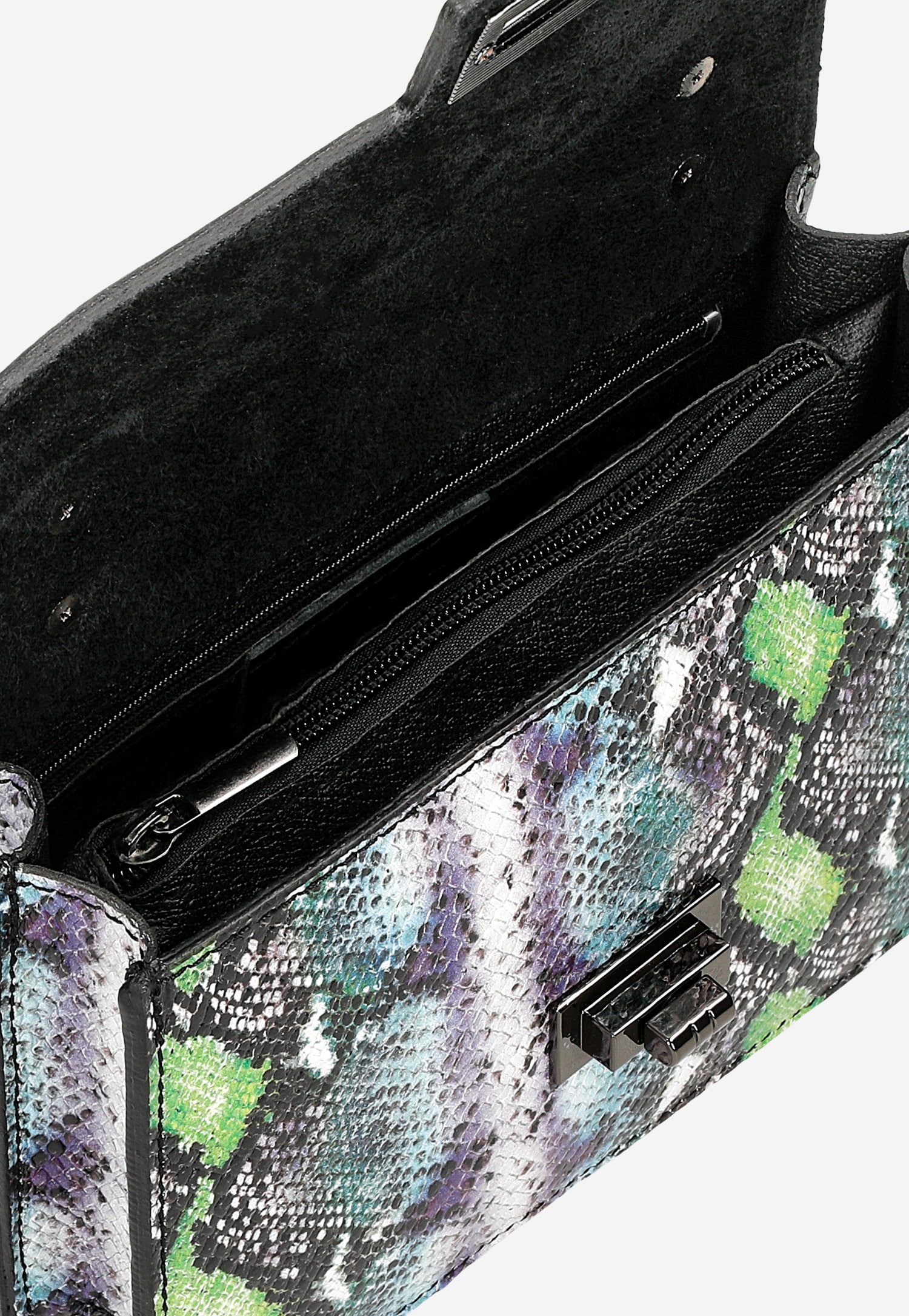 Wizytowa torebka damska z kolorowym zwierzęcym motywem