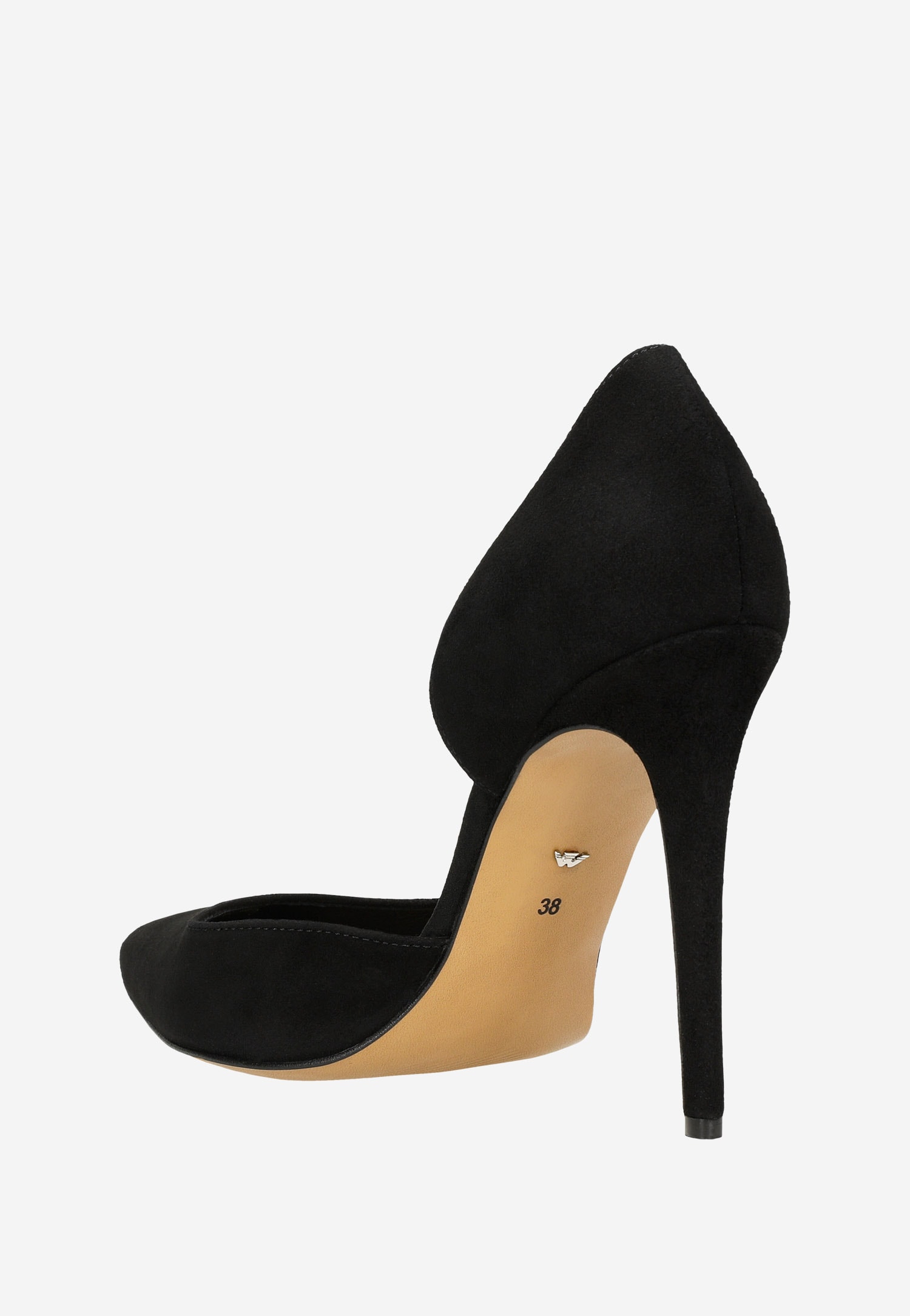 Czarne welurowe czółenka na wysokim obcasie