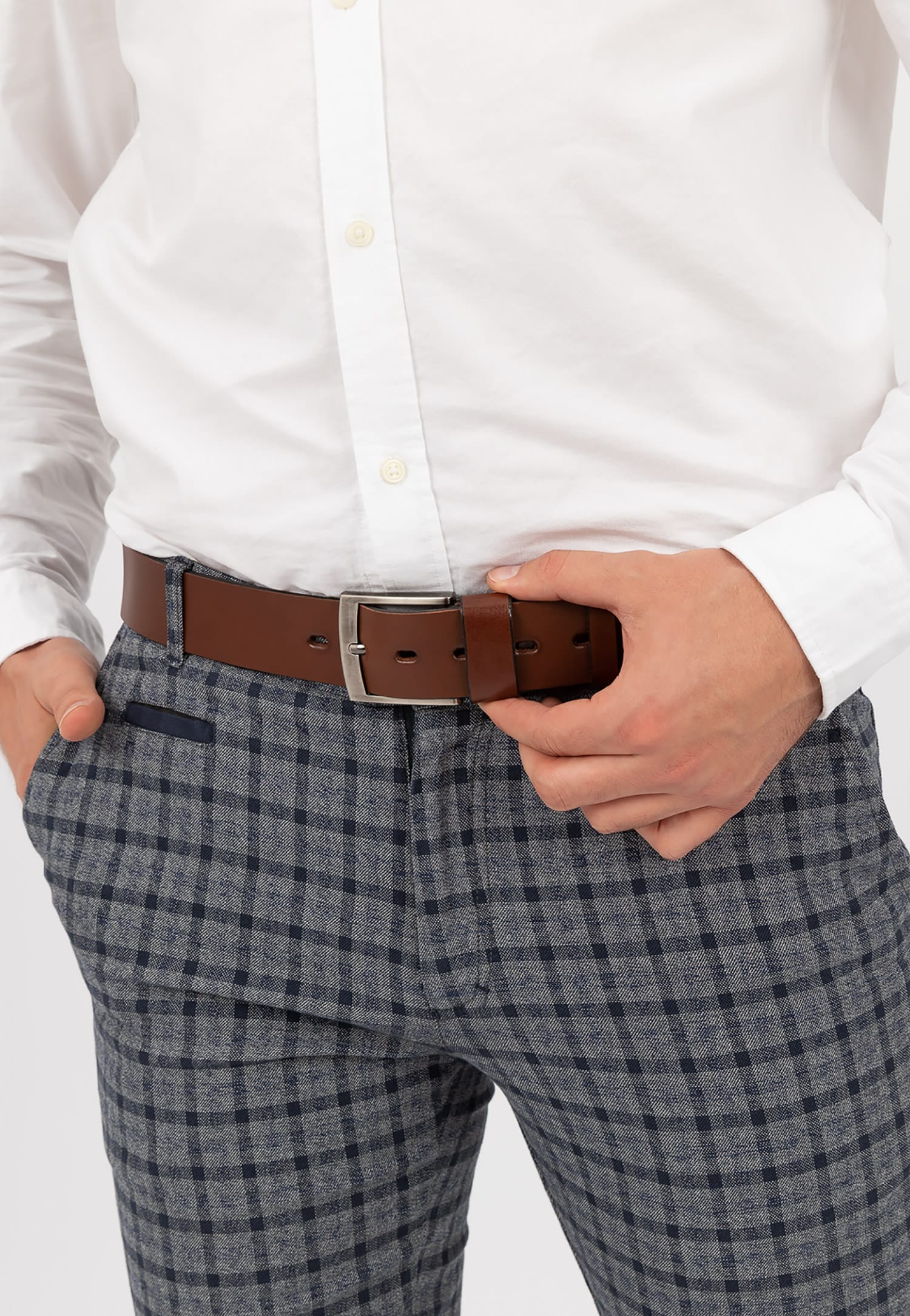 Brązowy, stylowy pasek męski