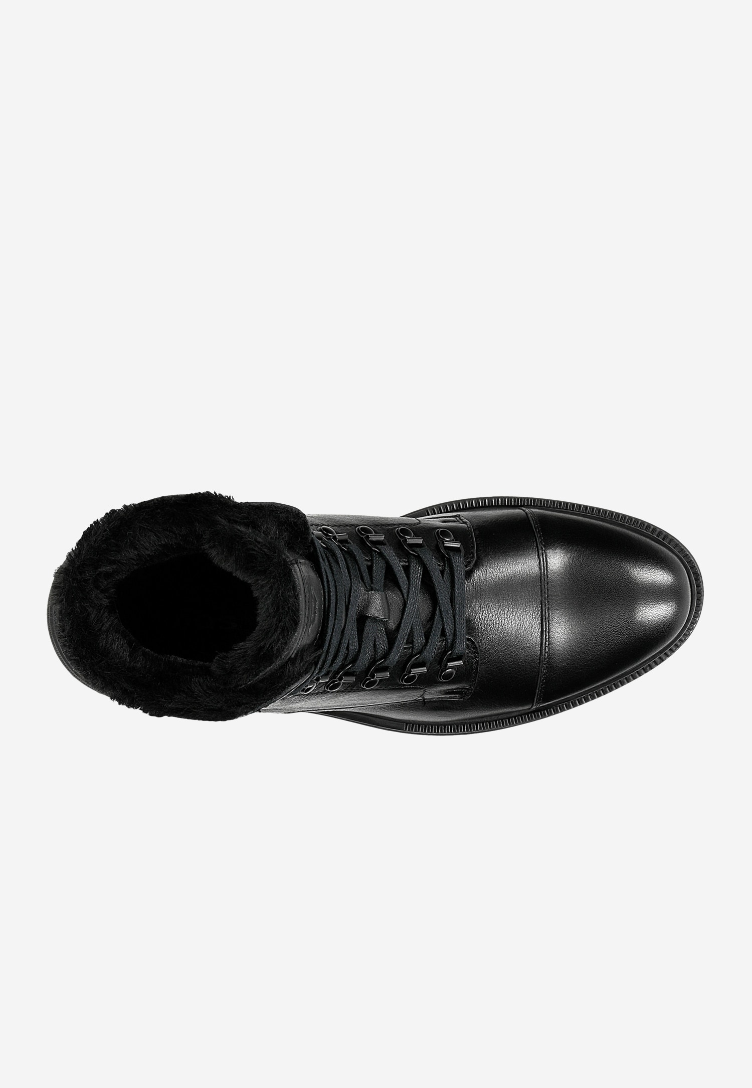 Czarne ocieplane trzewiki męskie ze skóry licowej