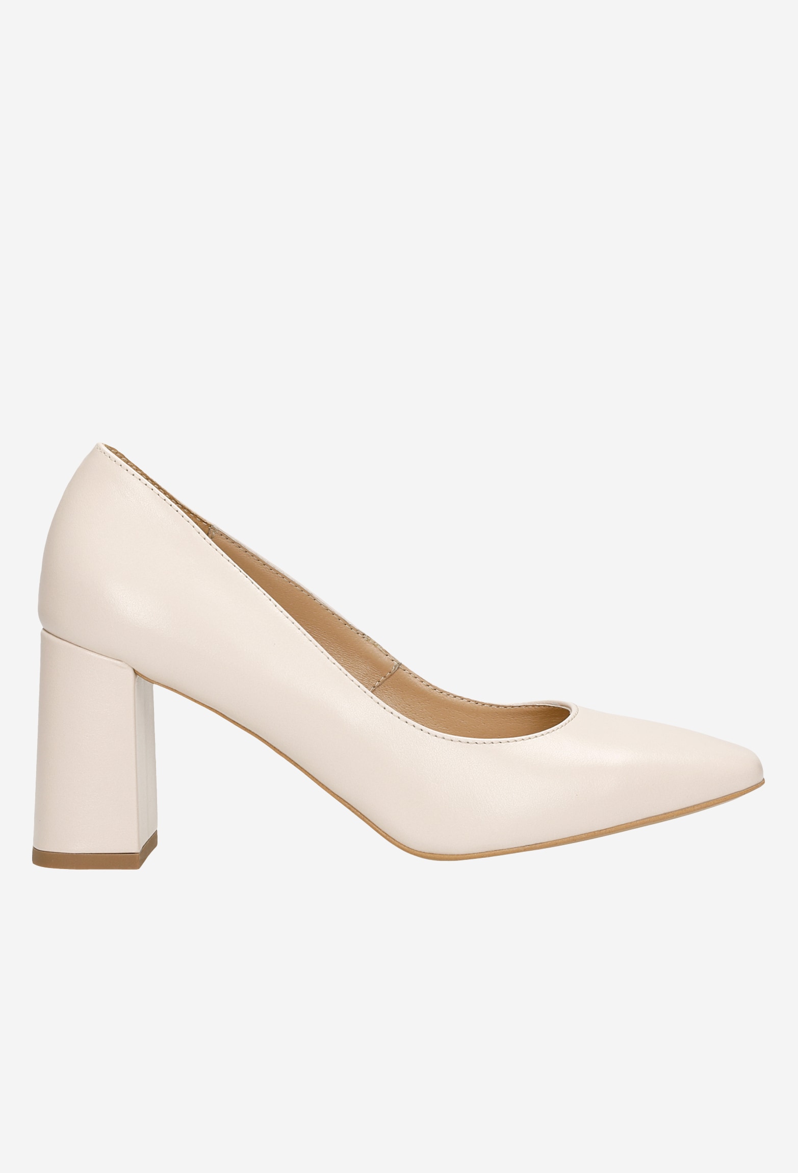 Delikatne czółenka damskie na słupku w kolorze beżowym