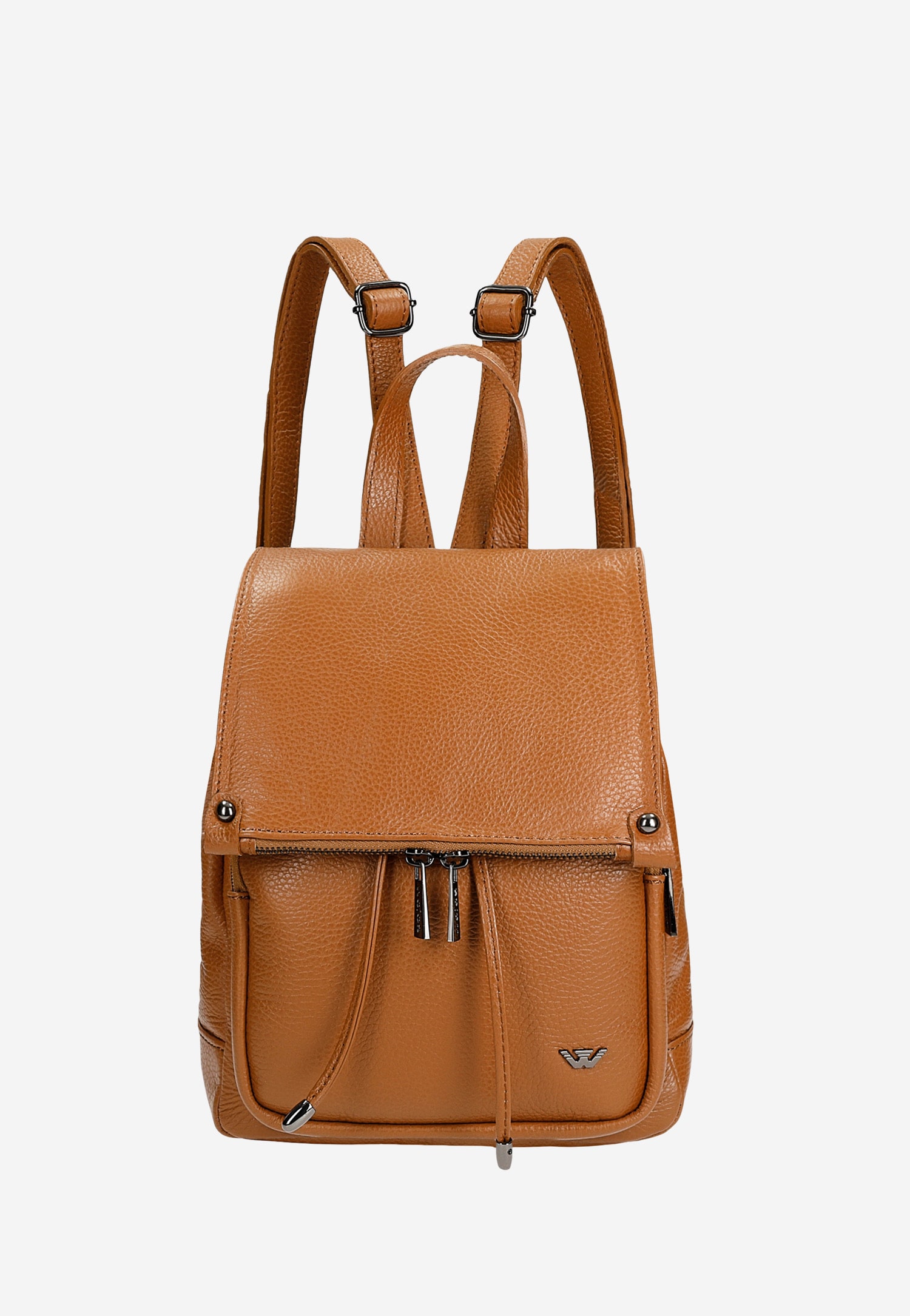 Jasnobrązowy plecak damski ze skóry licowej