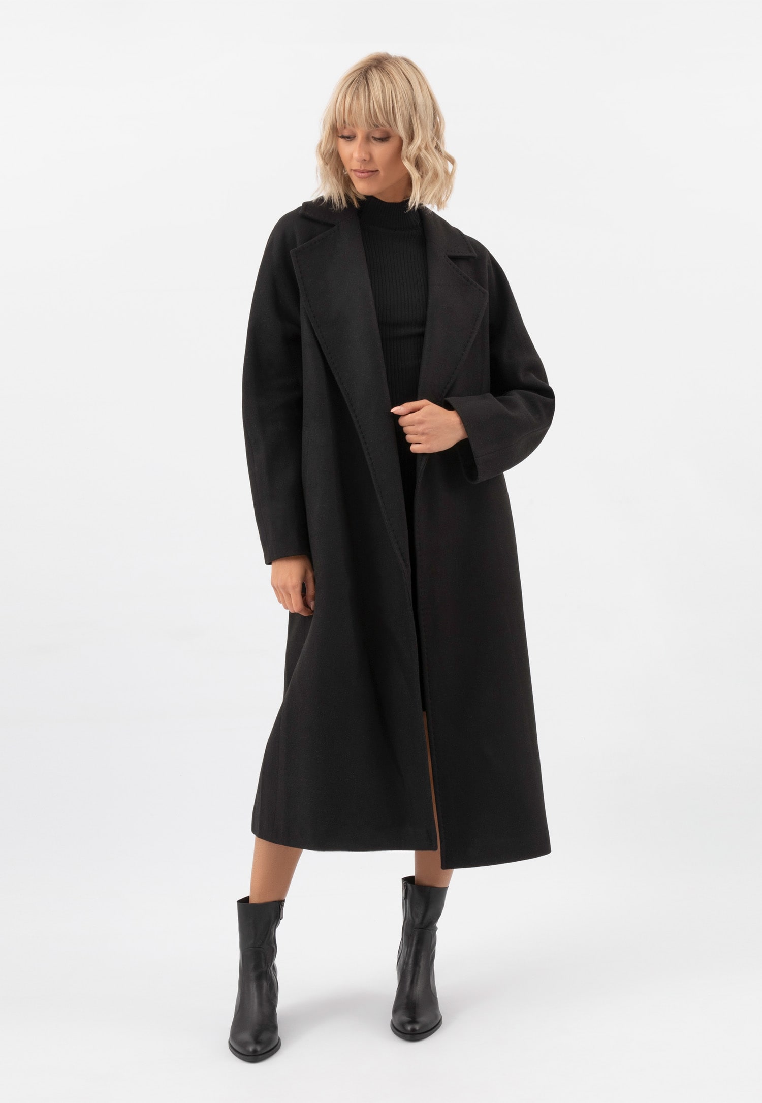 Długi brązowy płaszcz RELAKS