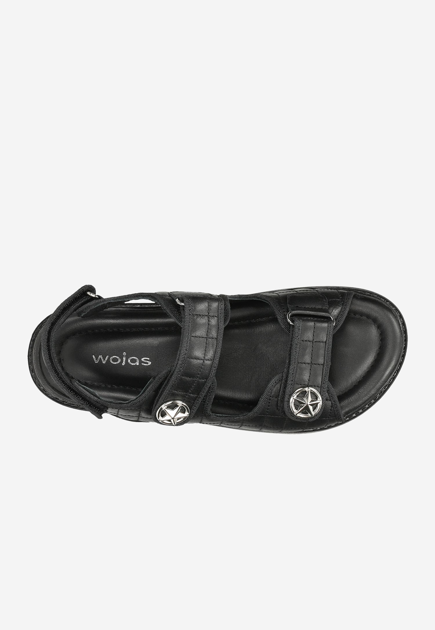 Czarne płaskie sandały damskie z pikowaniem