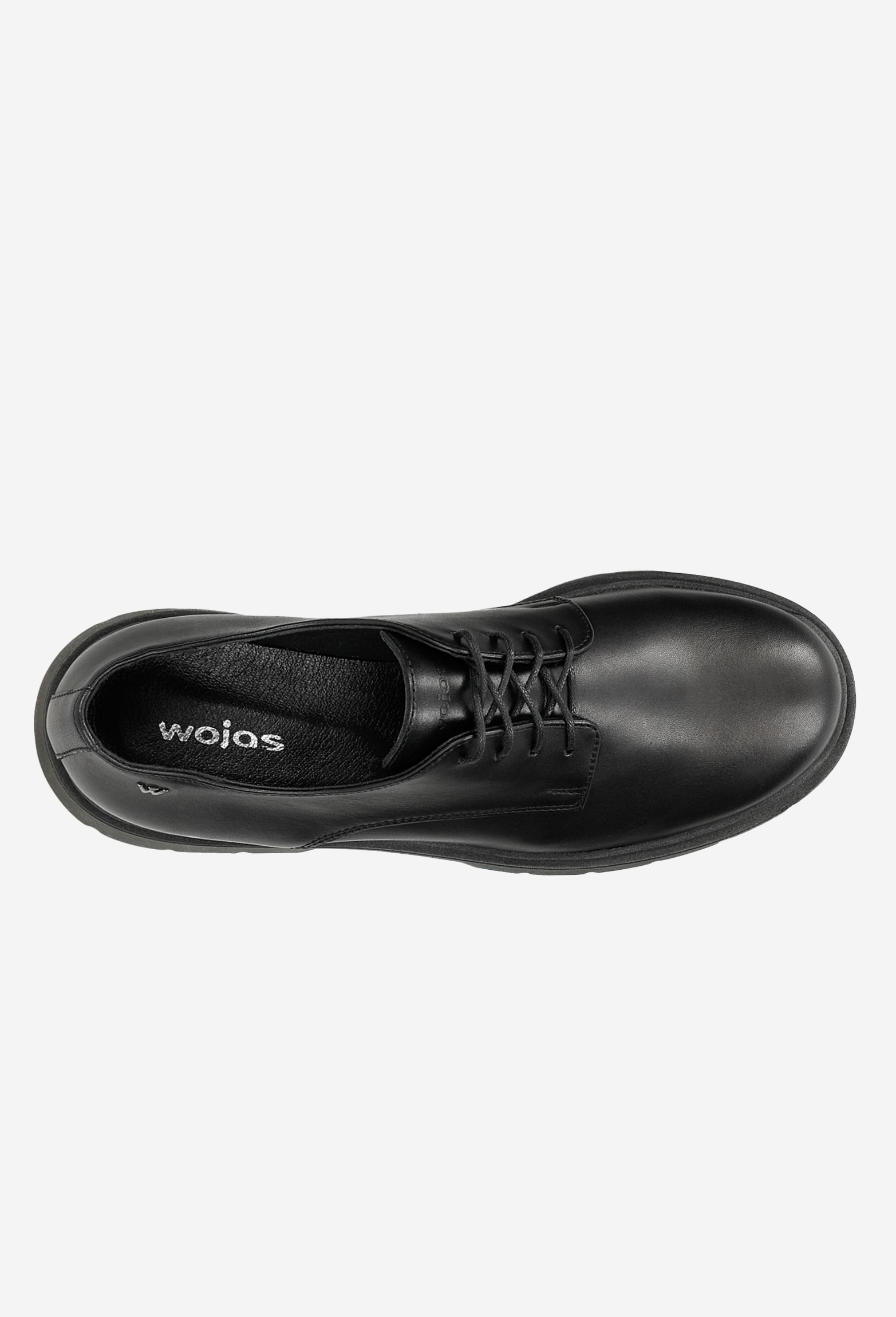 Czarne sznurowane półbuty damskie z gładkiej skóry licowej