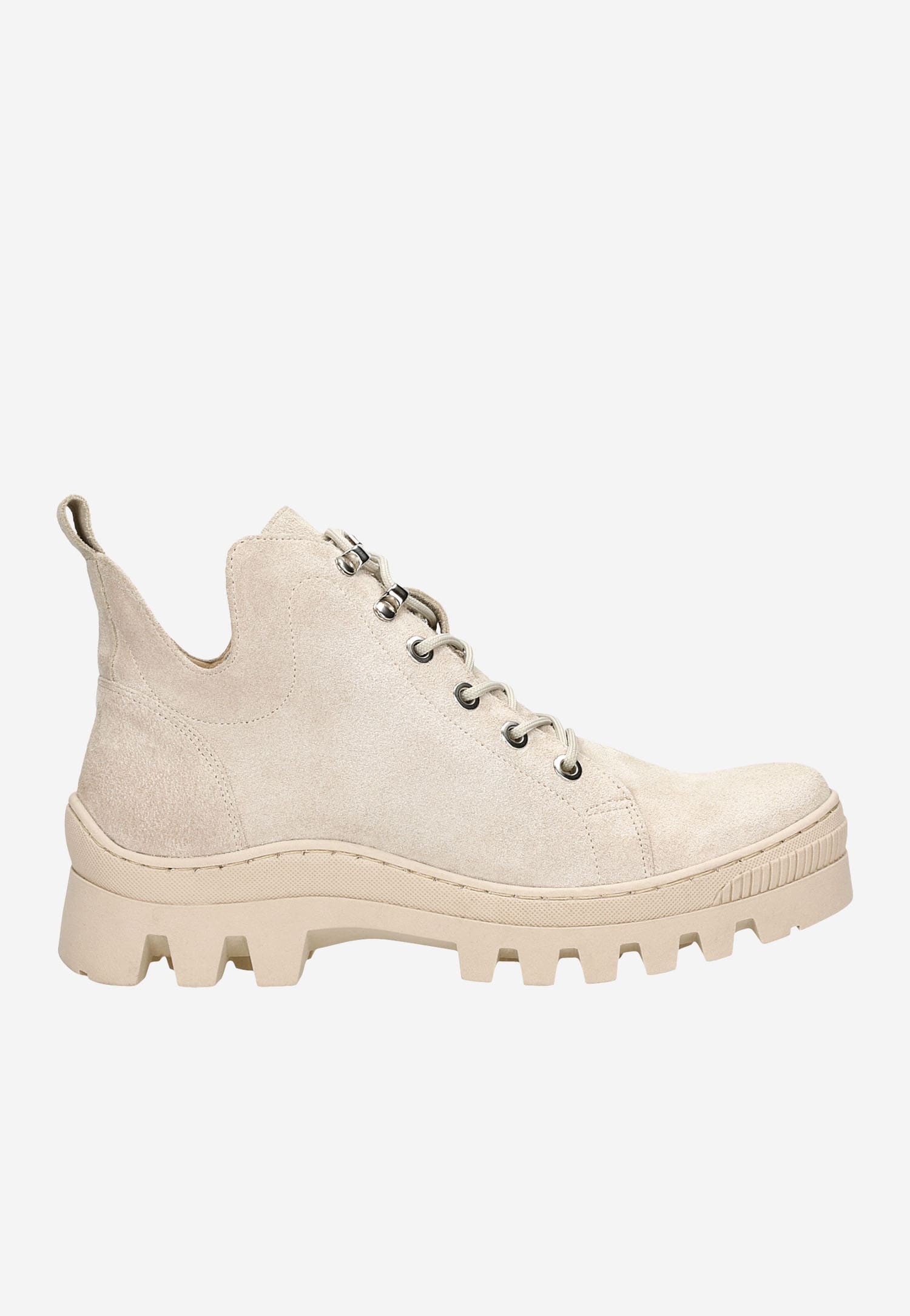 Nowoczesne beżowe trzewiki damskie z wiązaną cholewką