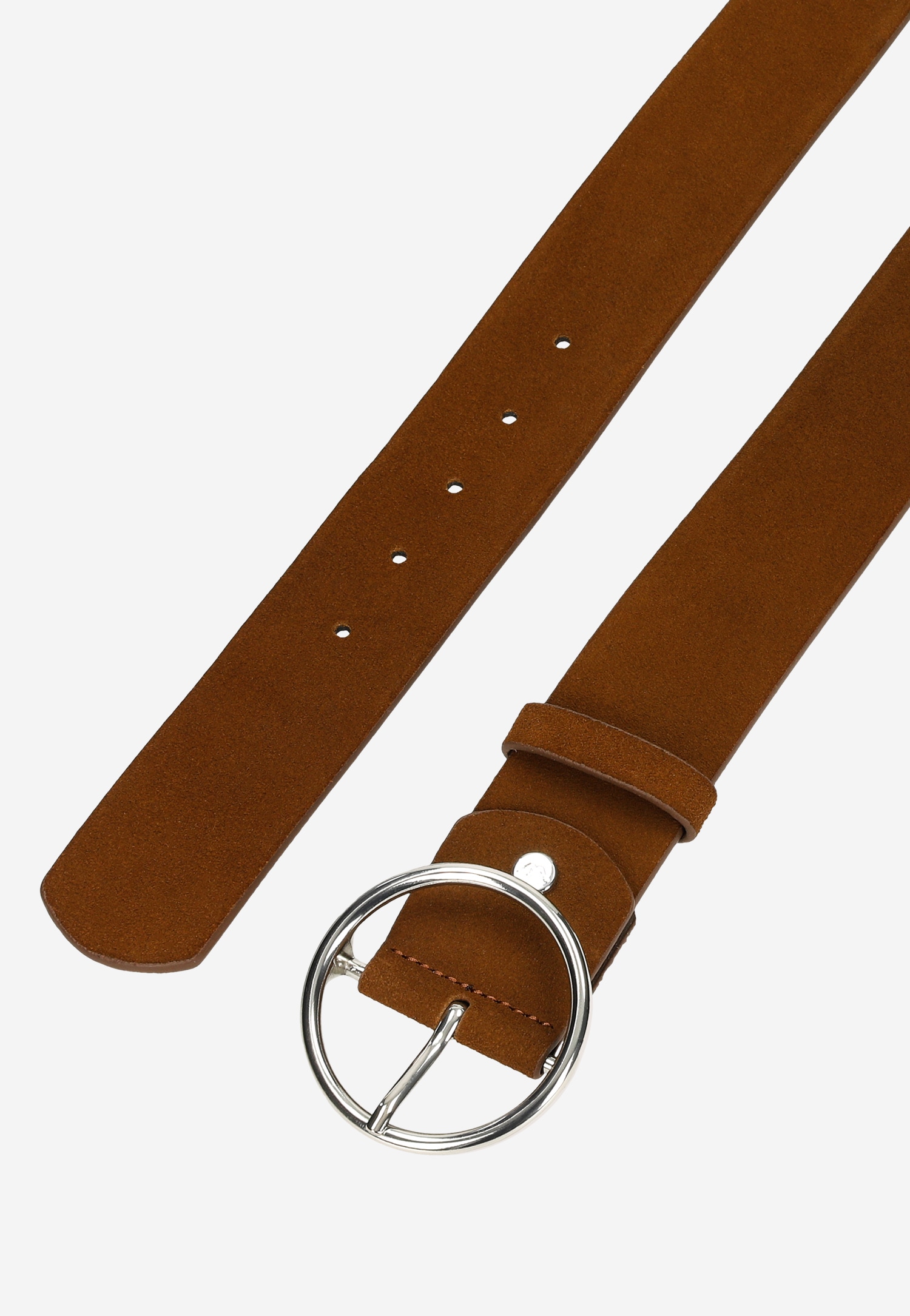 Jasnobrązowy pasek damski z okrągłą klamrą