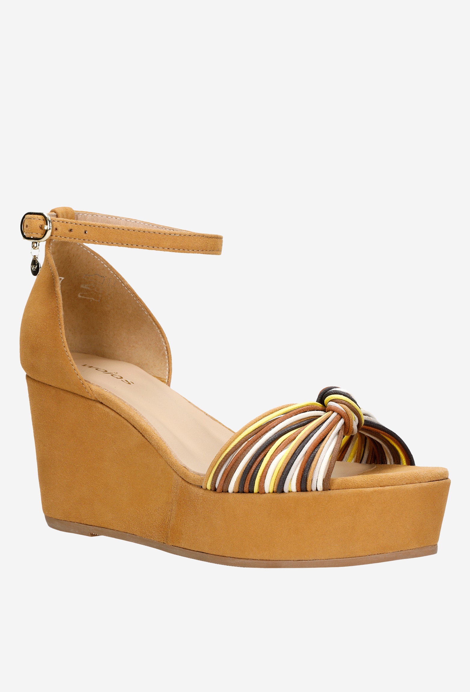 Jasnobrązowe sandały damskie na koturnie z minikolekcji POWER CORD