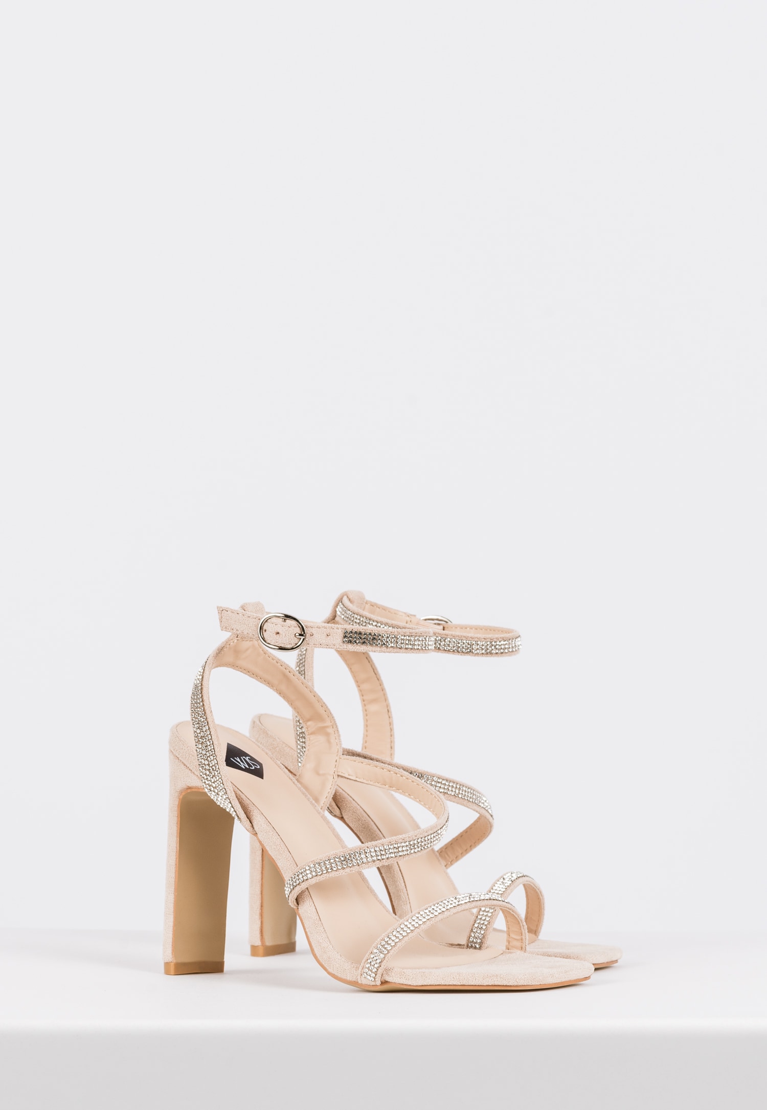 WJS czarne sandały damskie z kryształkami i odkrytą piętą