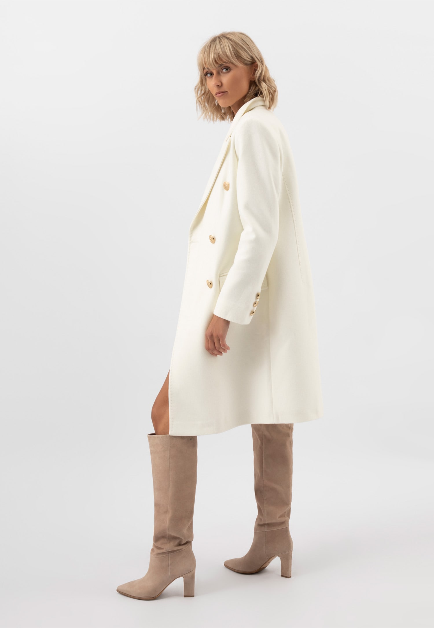 Jasnobrązowe kozaki damskie na słupku