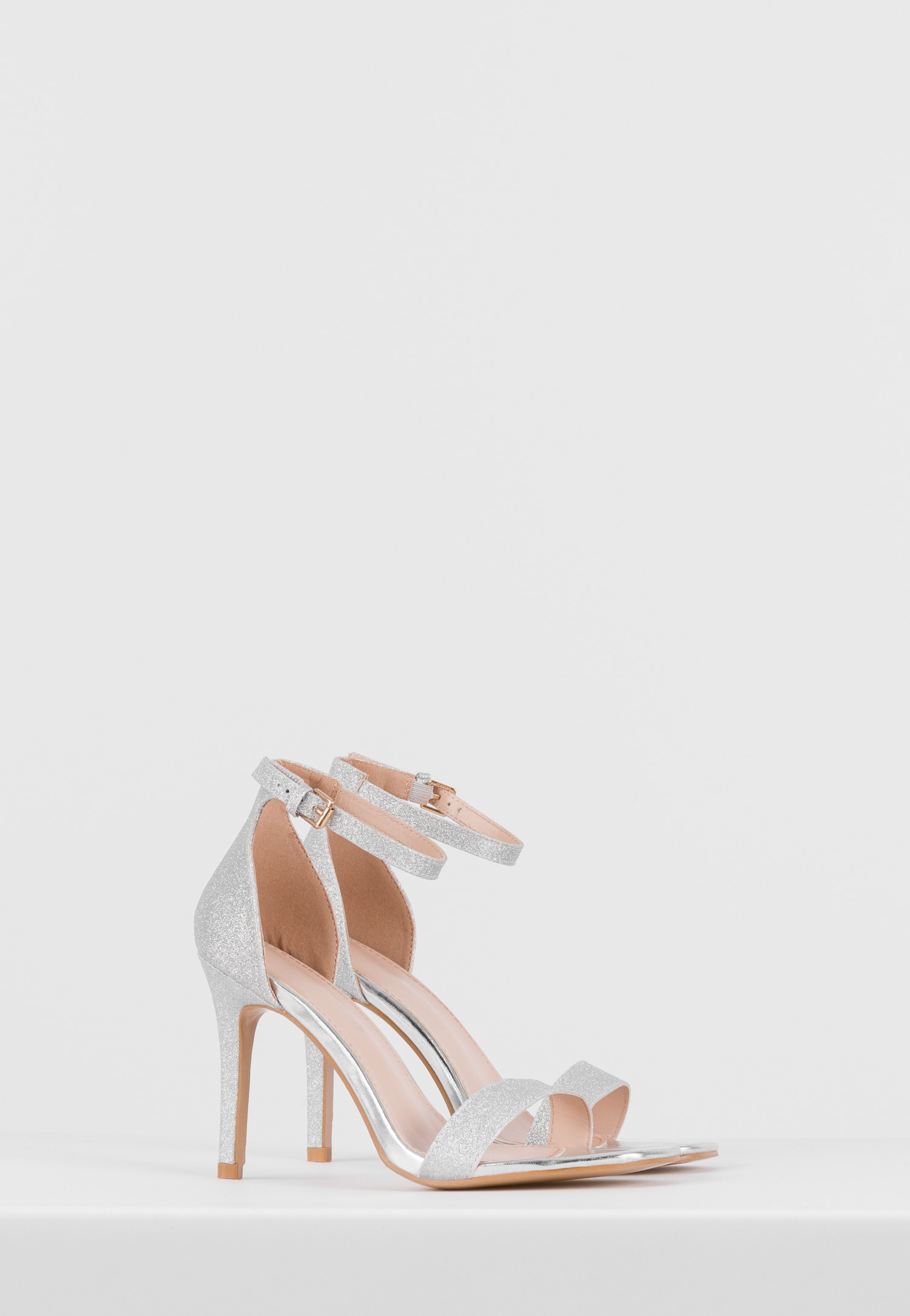 WJS eleganckie srebrne sandały damskie na obcasie