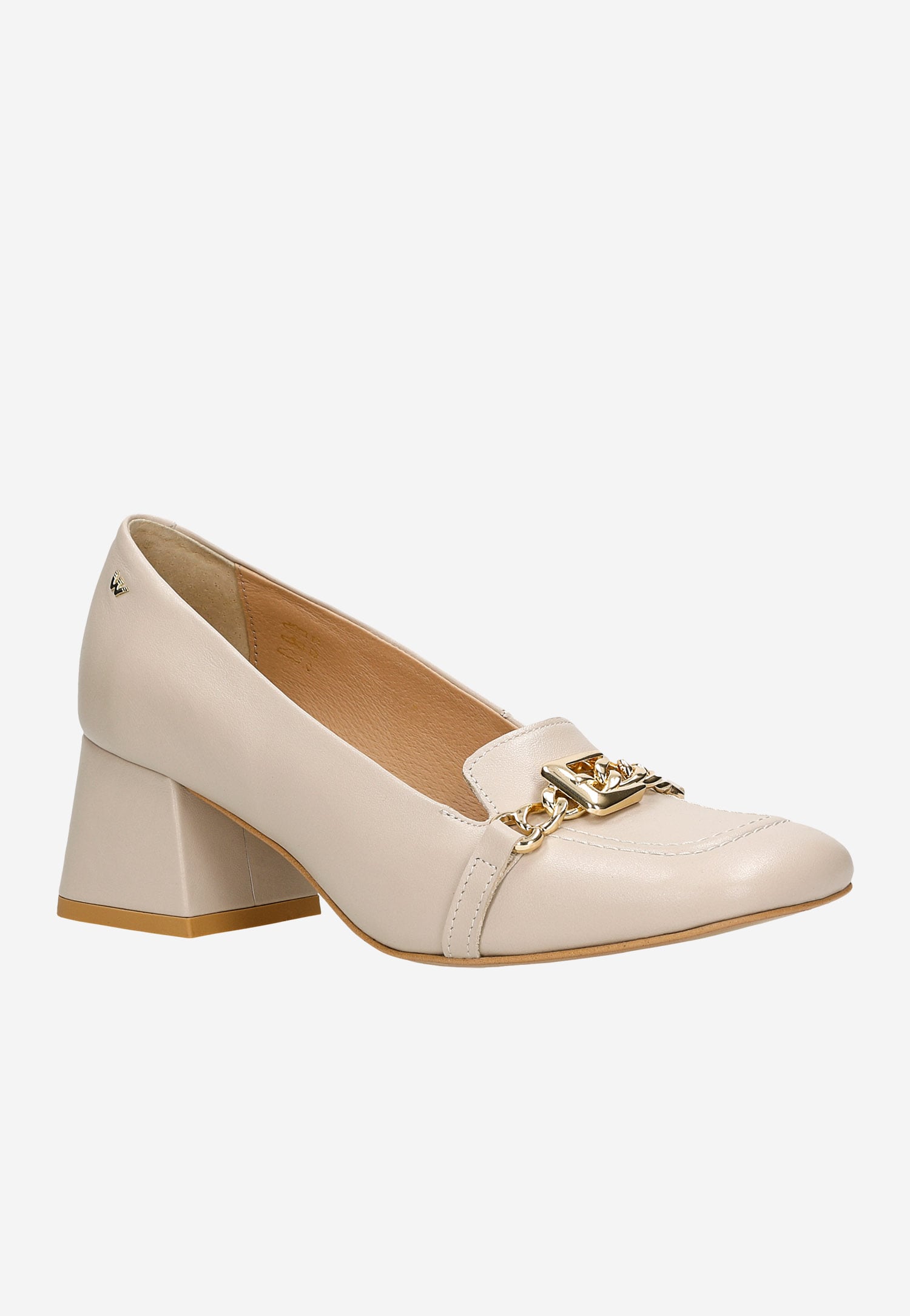 Eleganckie beżowe mokasyny damskie na obcasie