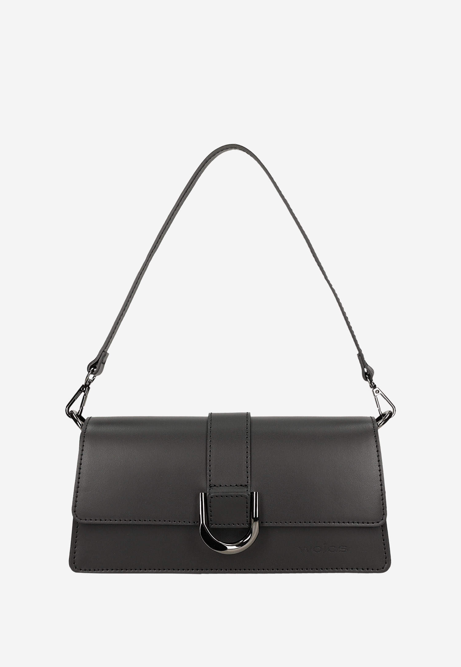 Czarna torebka bagietka ze skóry licowej