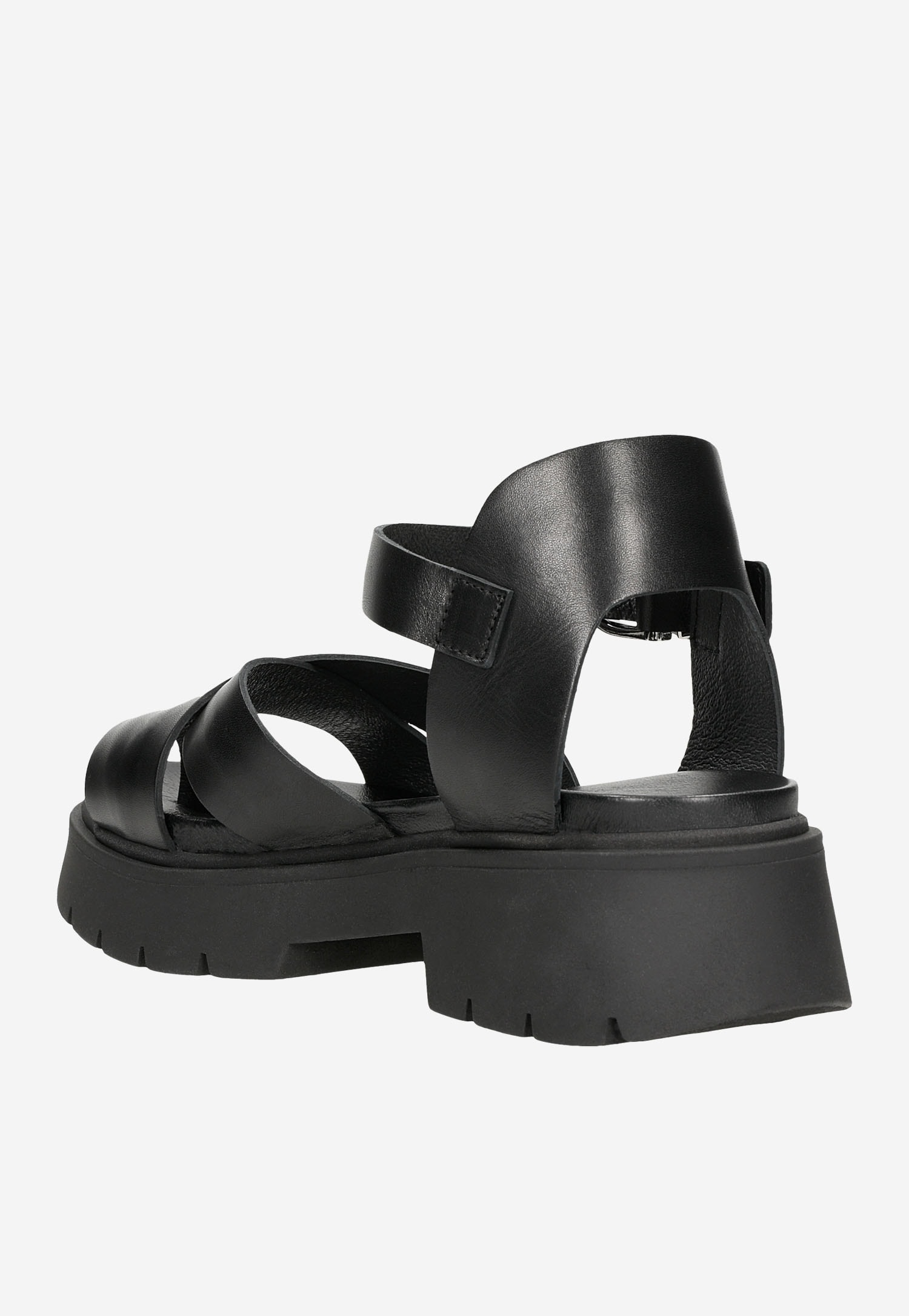 Czarne masywne sandały damskie z szerokimi paskami