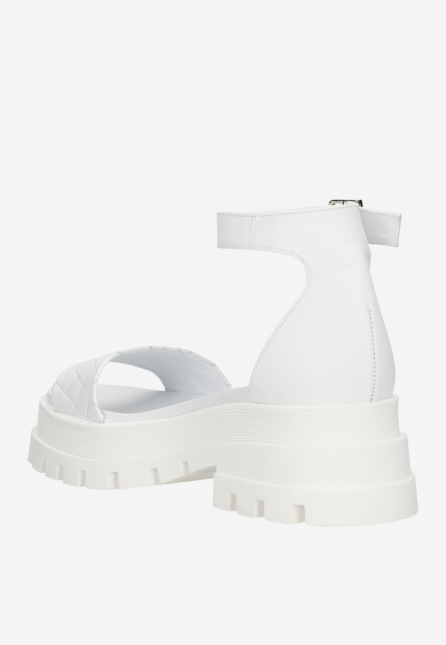 Białe sandały damskie z pikowanym paskiem