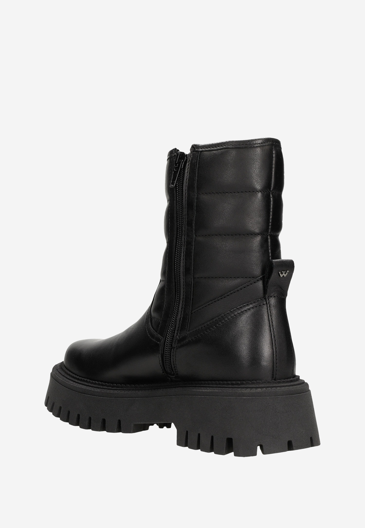 Czarne ocieplane botki damskie z pikowaną cholewką