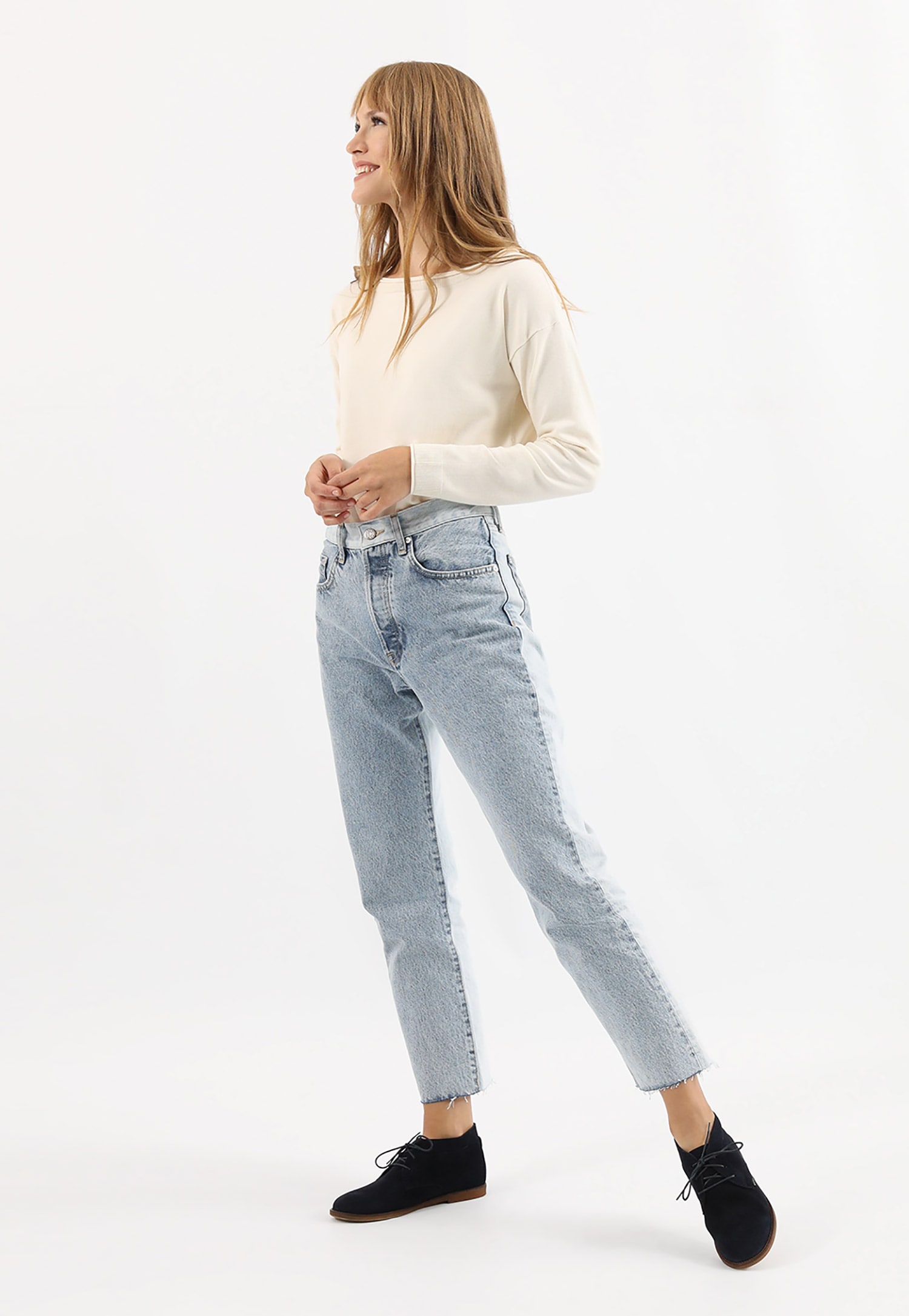 Wygodne, skórzane trzewiki damskie granatowe