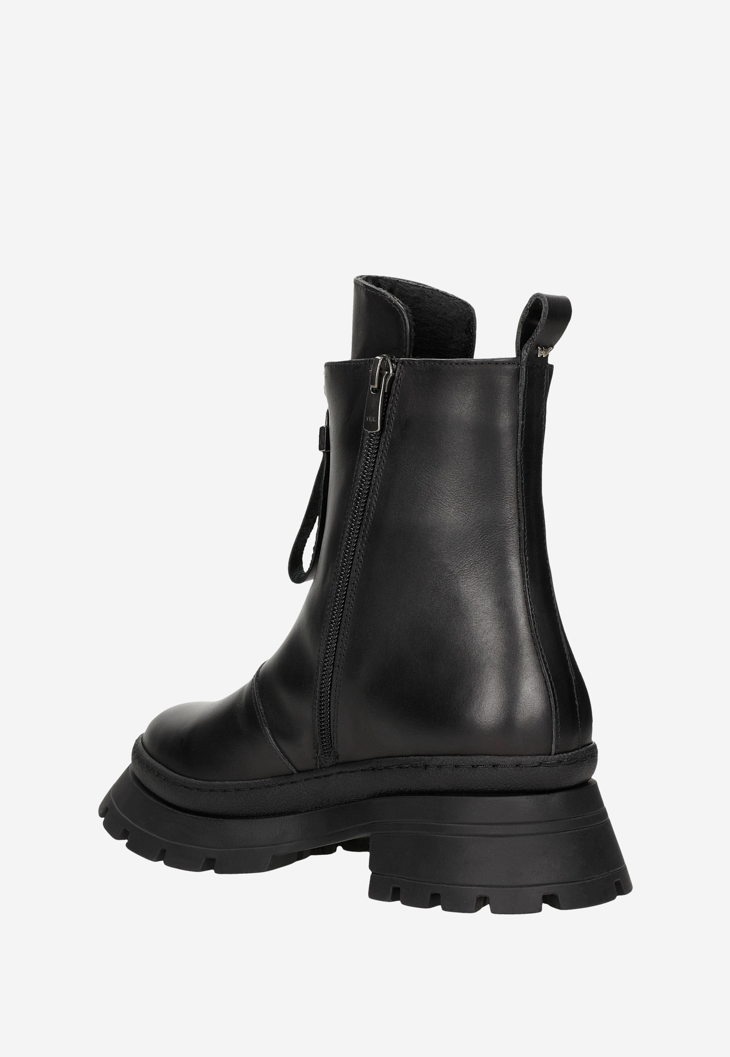 Czarne skórzane botki damskie z zamkiem z przodu