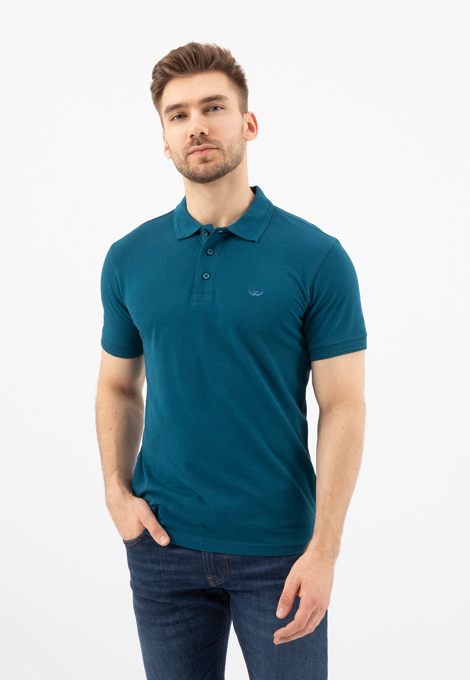 Czerwona koszulka męska polo z haftowanym logo