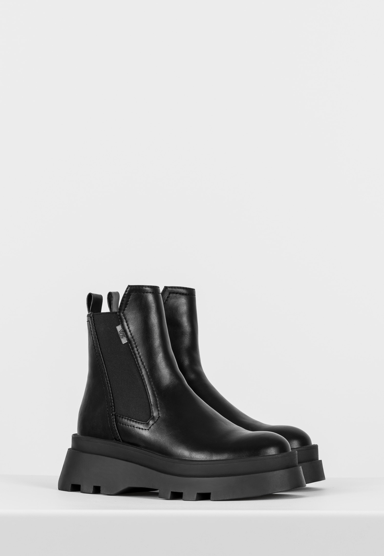 WJS czarne sztyblety damskie na grubej podeszwie