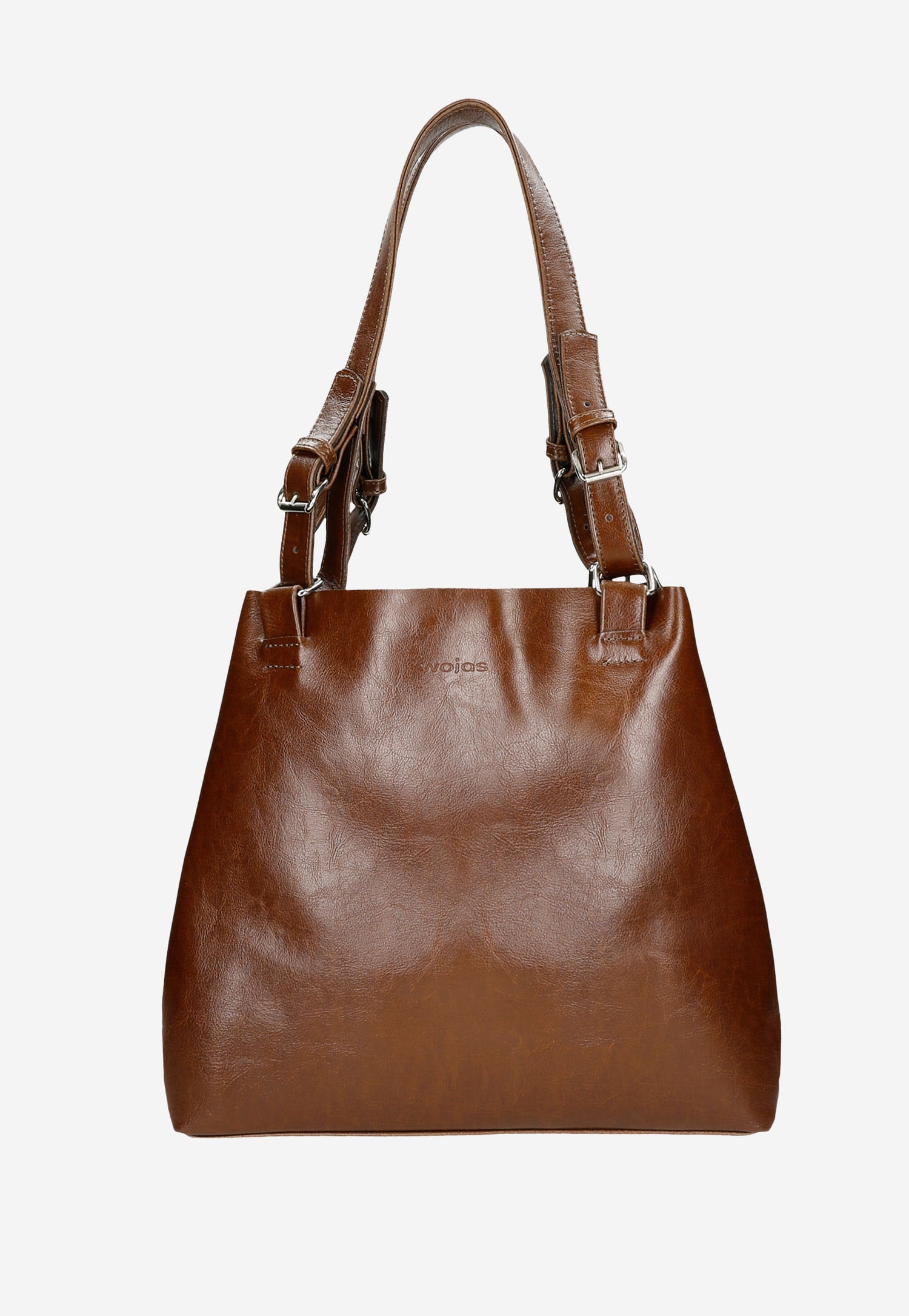 Pojemna skórzana torebka damska w kolorze brązowym