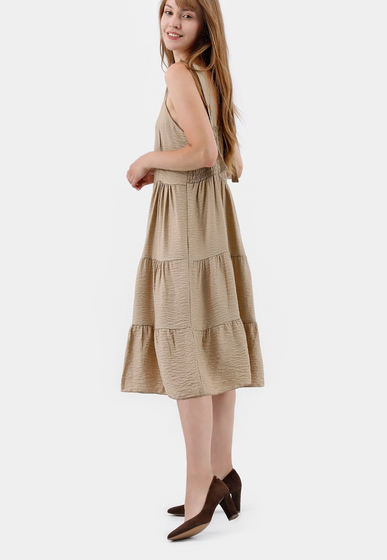 Brązowe welurowe czółenka damskie