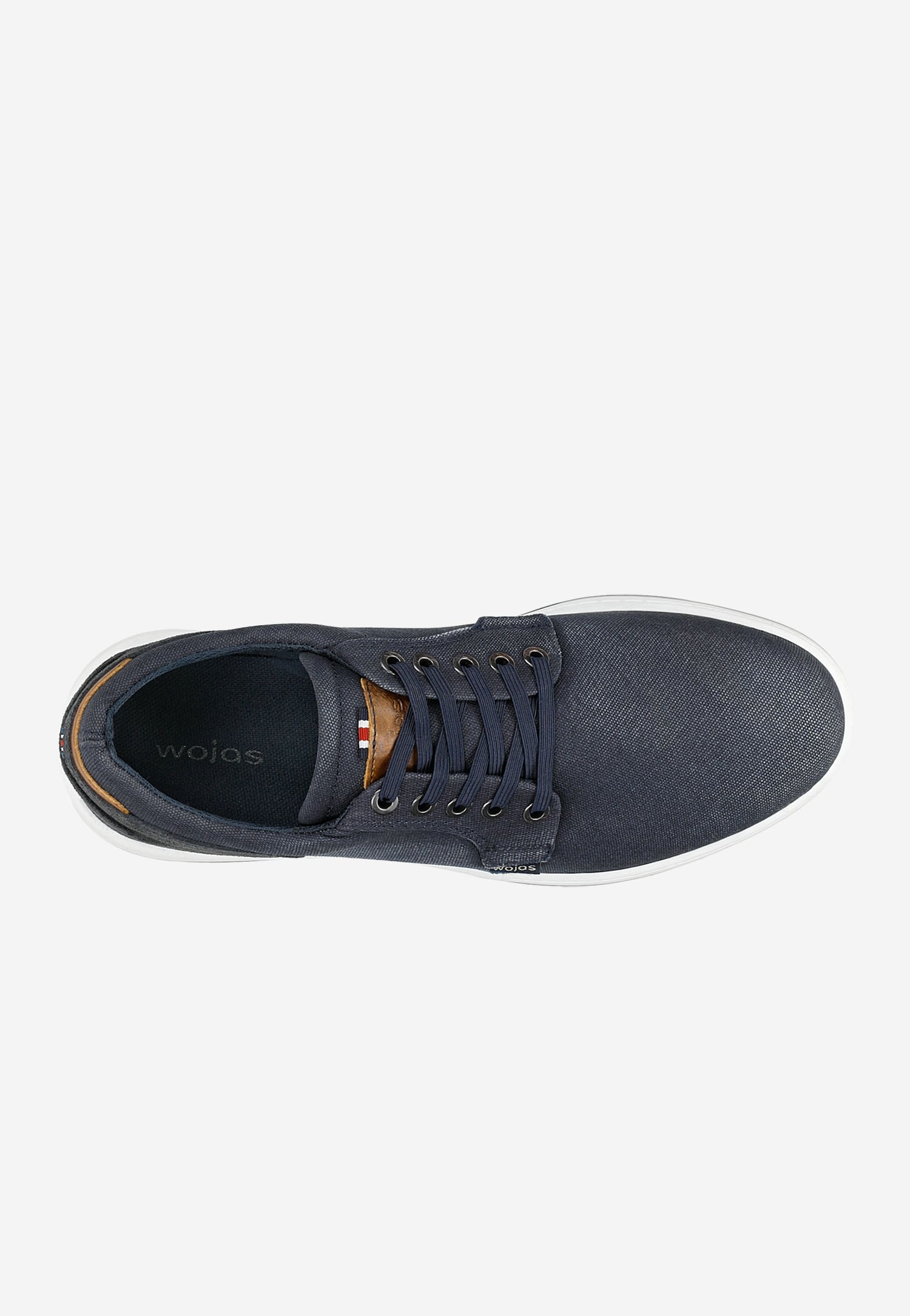 Granatowe materiałowe trampki męskie ze skórzanymi wstawkami