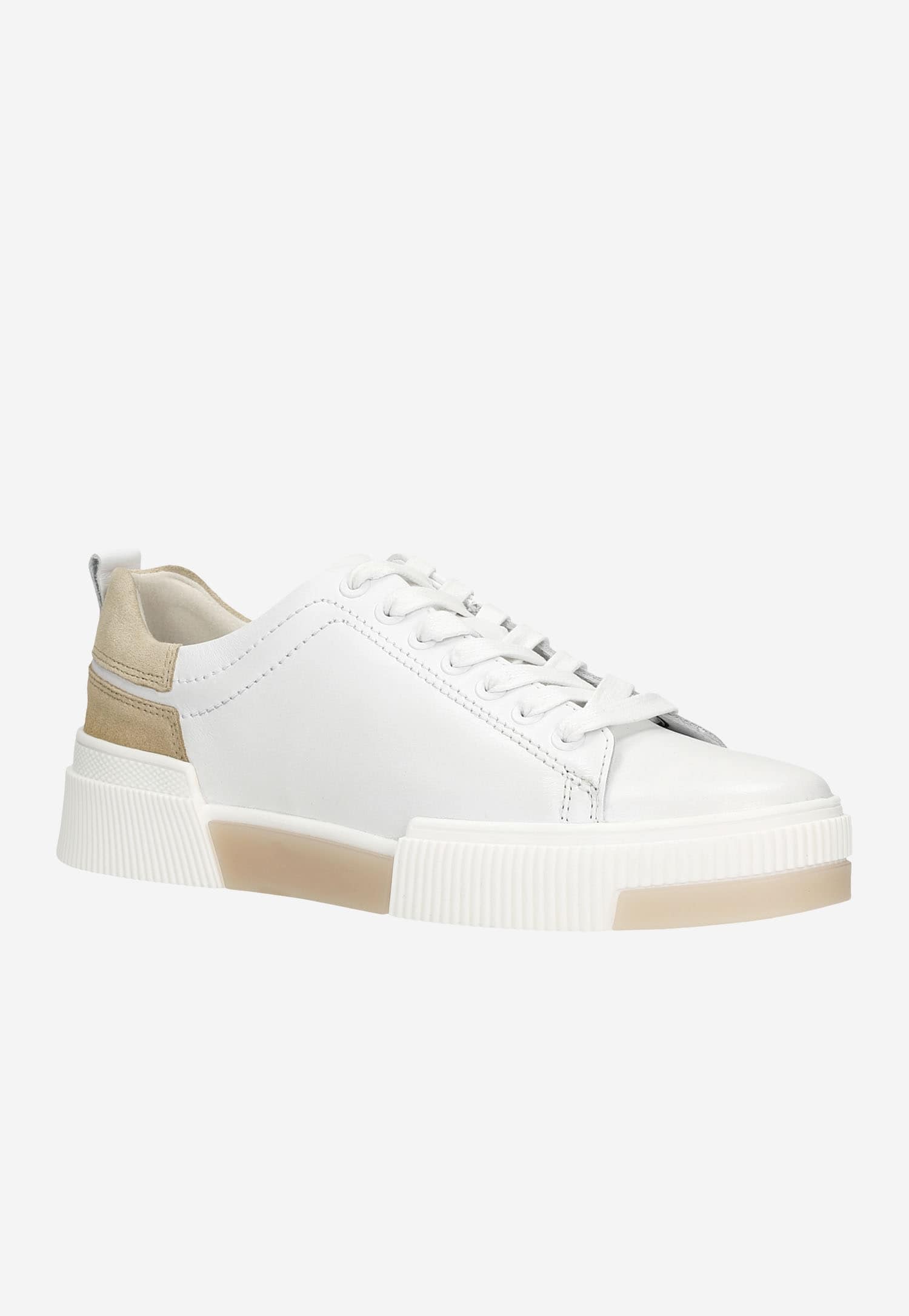 Białe trampki damskie z beżowymi akcentami