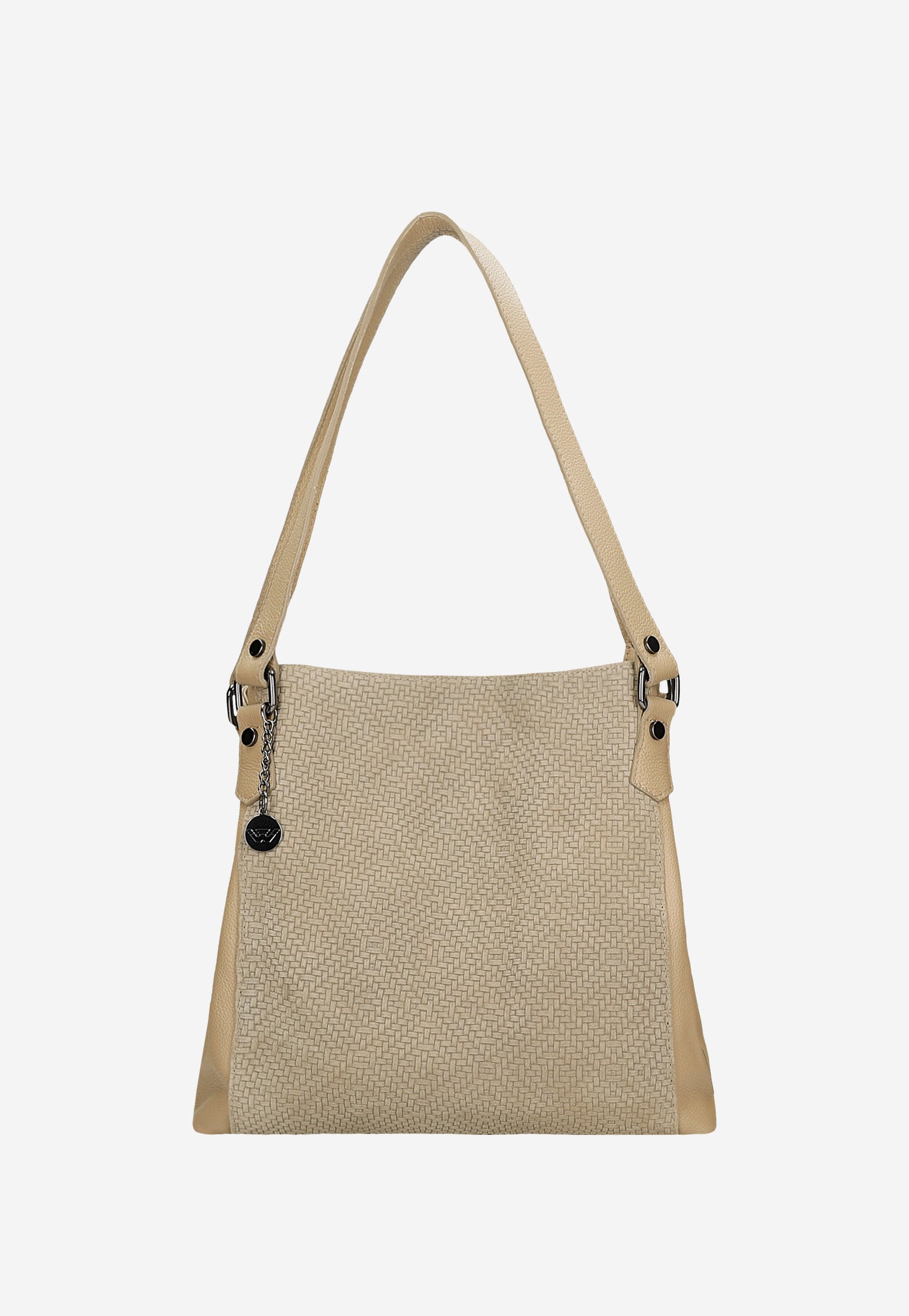 Duża beżowa torebka damska ze skóry naturalnej