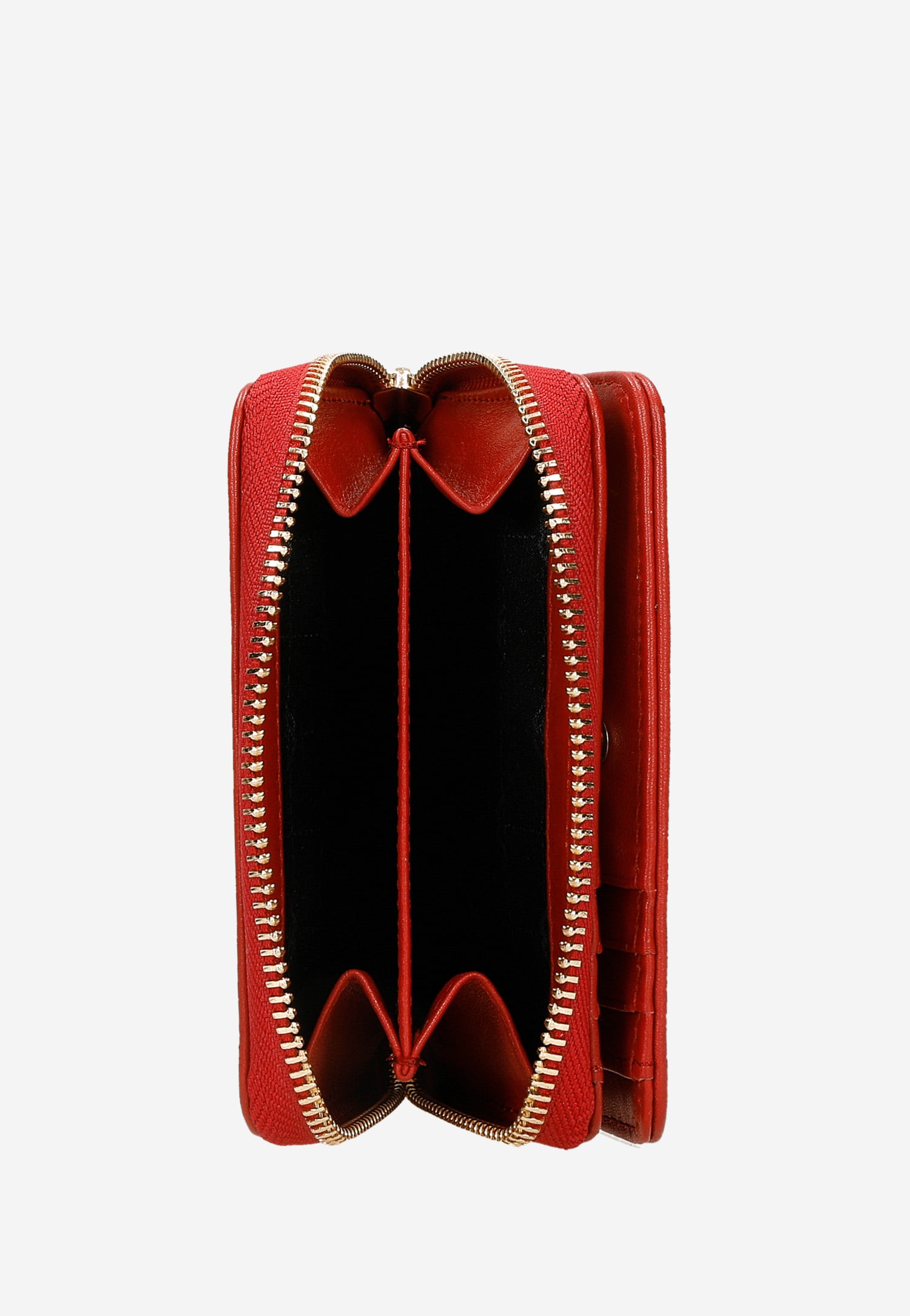 Mały czerwony portfel damski z gładkiej skóry licowej