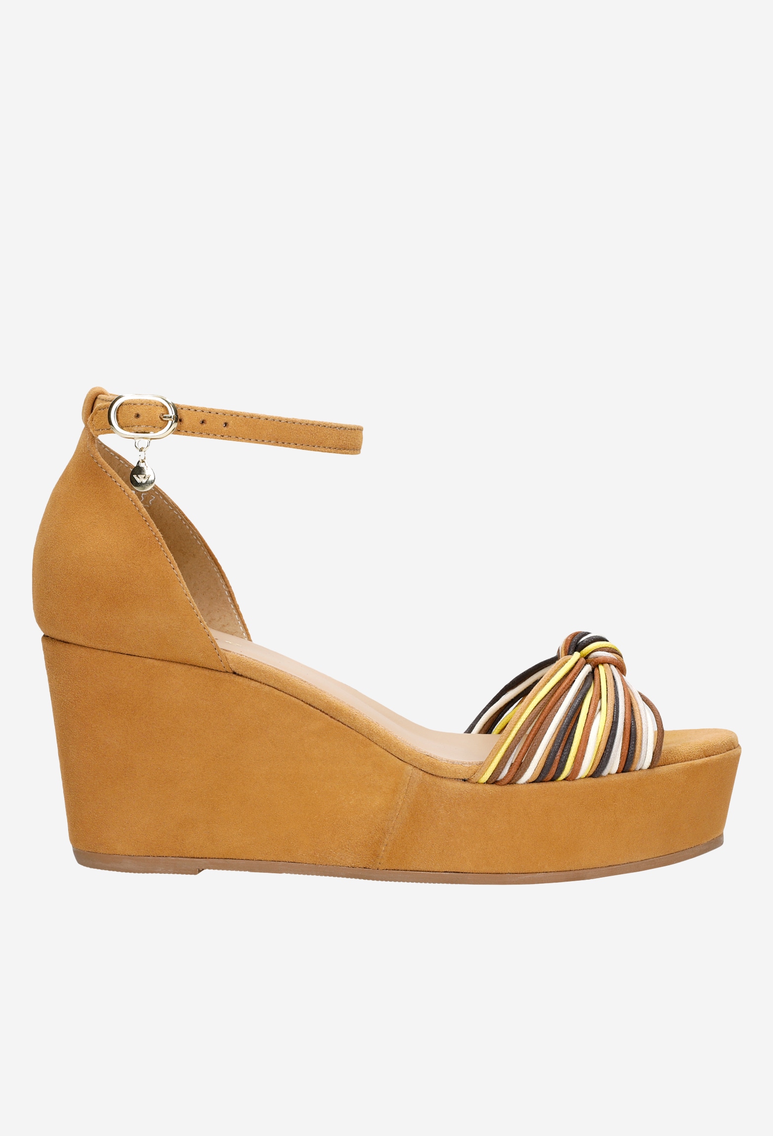 Jasnobrązowe sandały damskie na koturnie z minikolekcji POWER CORD