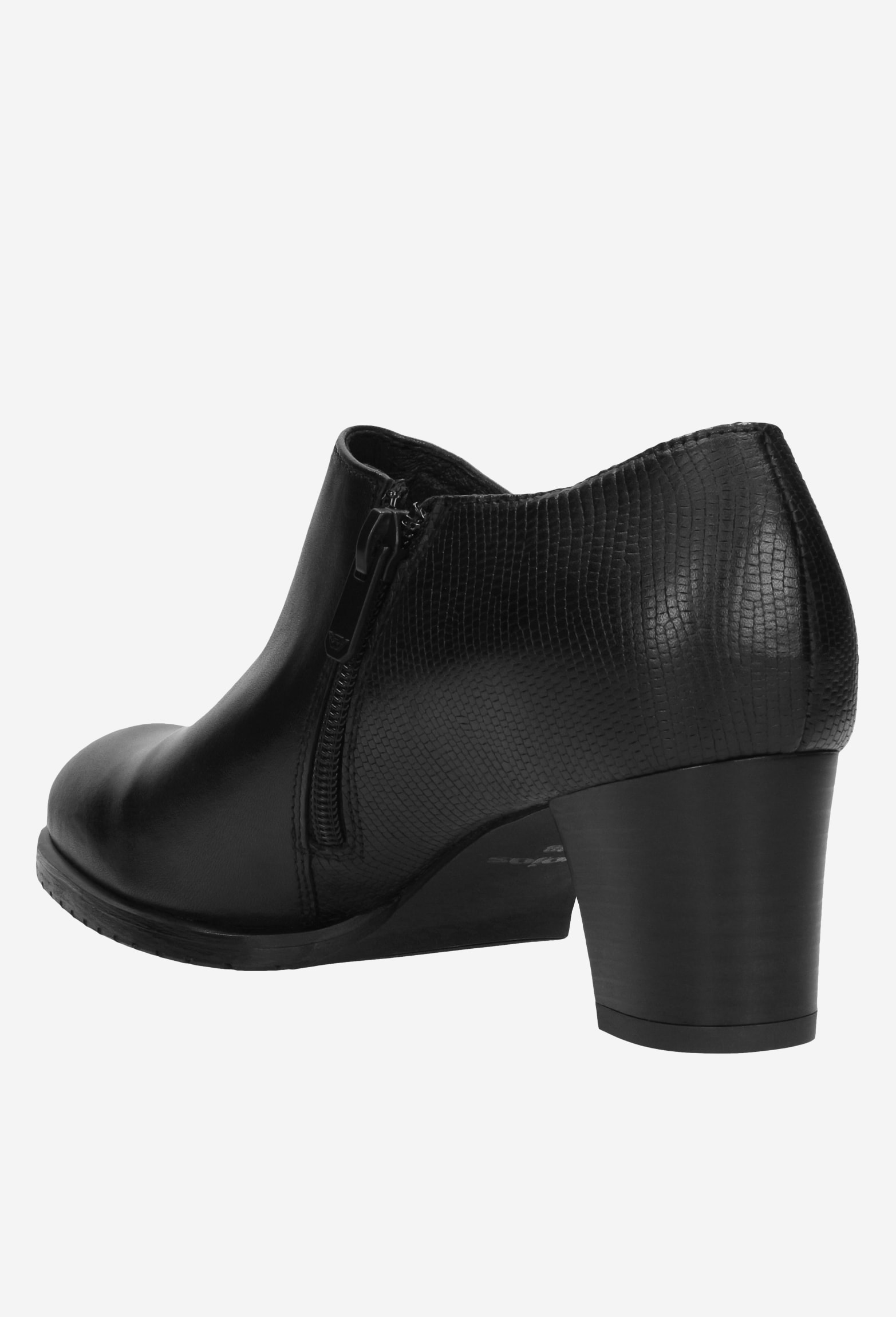 Czarne półbuty damskie na niskim słupku