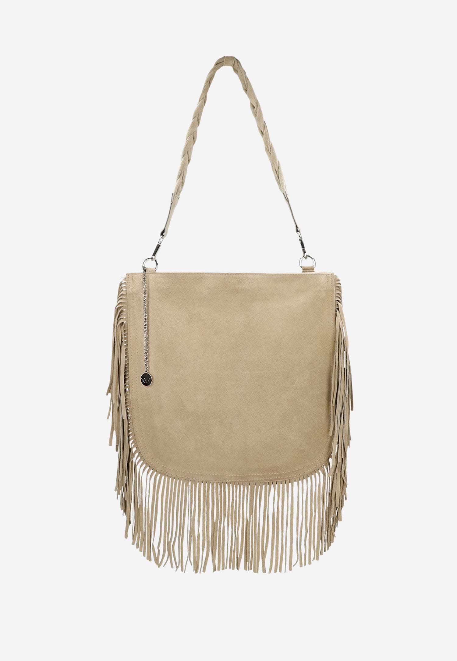 Czarna shopperka z ozdobnymi frędzlami