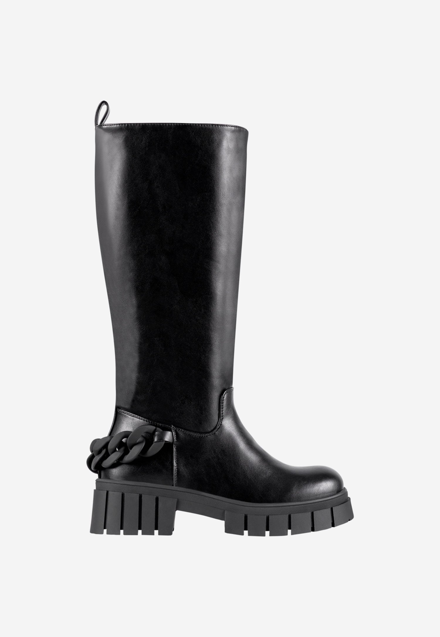 WJS jasnobrązowe kozaki damskie z ozdobnym łańcuchem