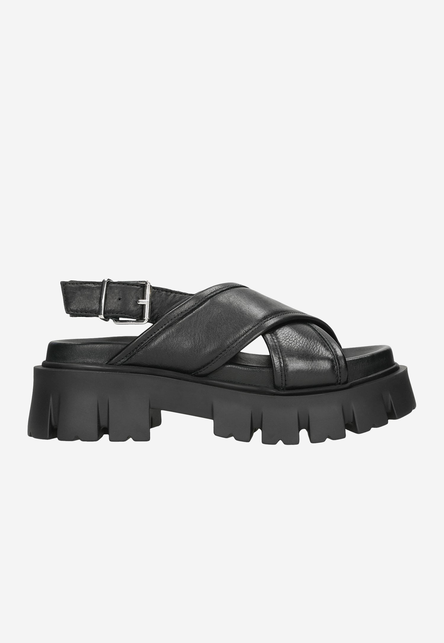 Czarne masywne sandały damskie na platformie