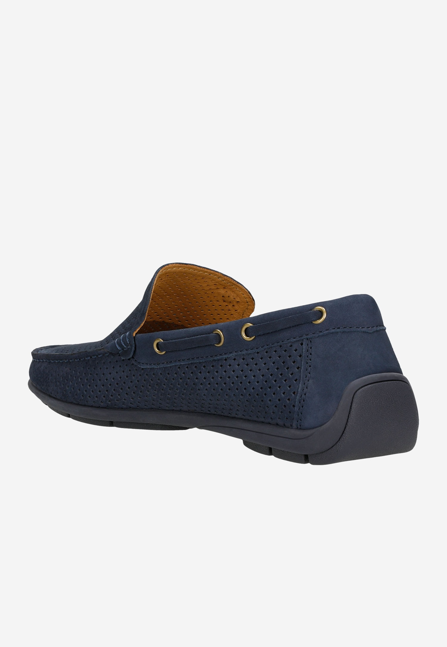 Granatowe mokasyny męskie z perforowaną skórą nubukową