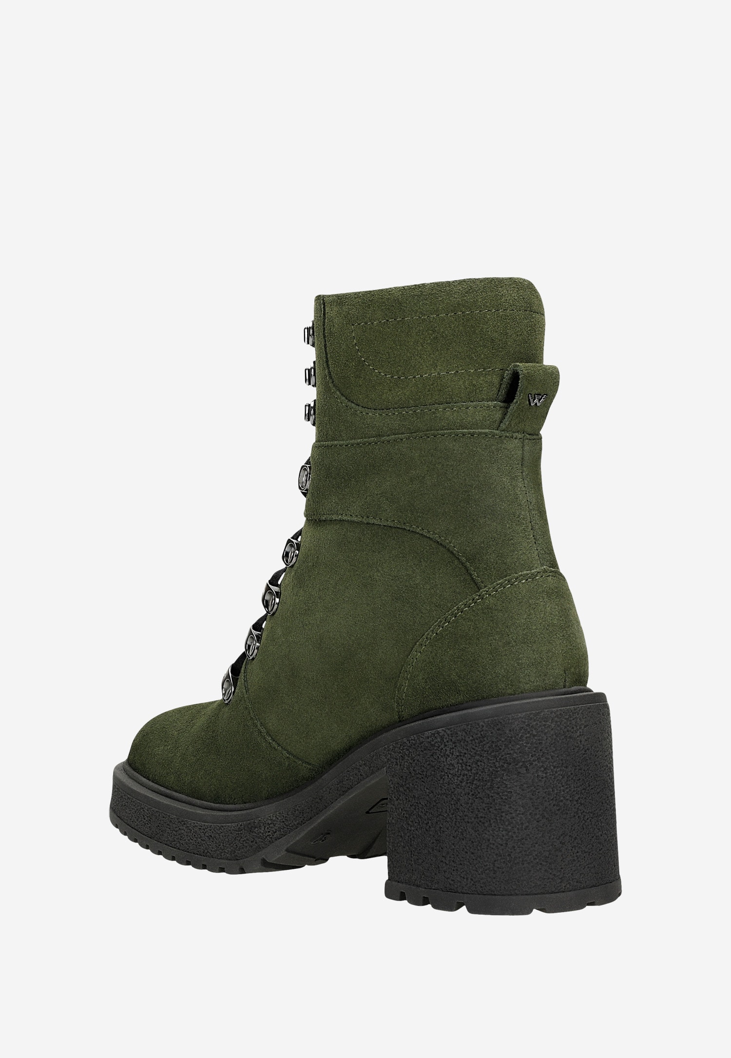 Zielone bikery damskie na stabilnym obcasie