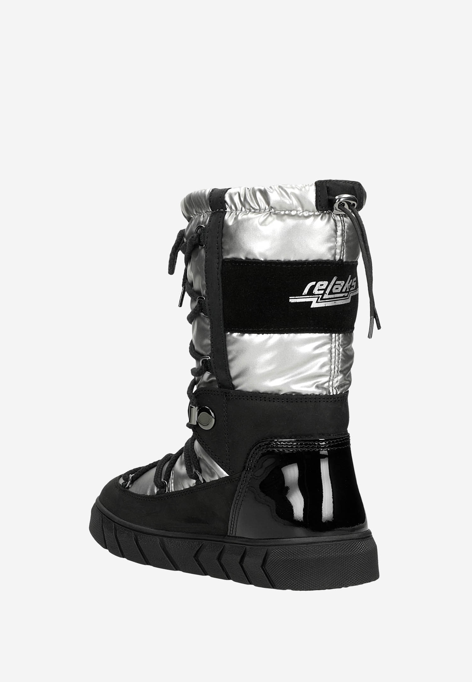 Czarno-niebieskie wsuwane śniegowce damskie RELAKS