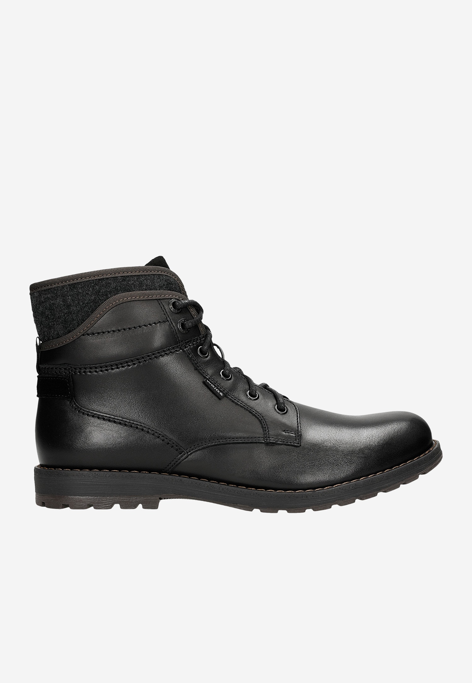 Czarne sznurowane workery męskie ze skóry licowej