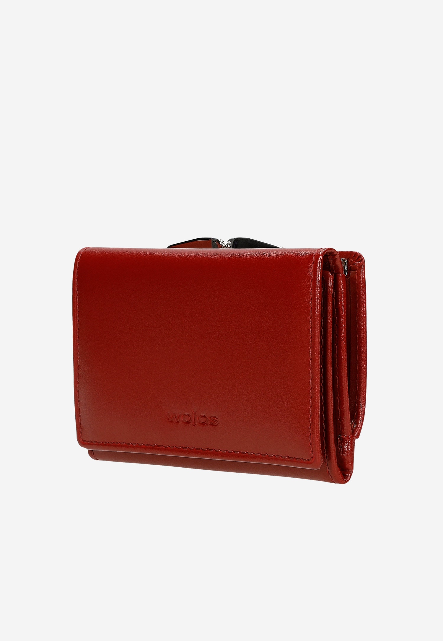 Czerwony skórzany portfel damski