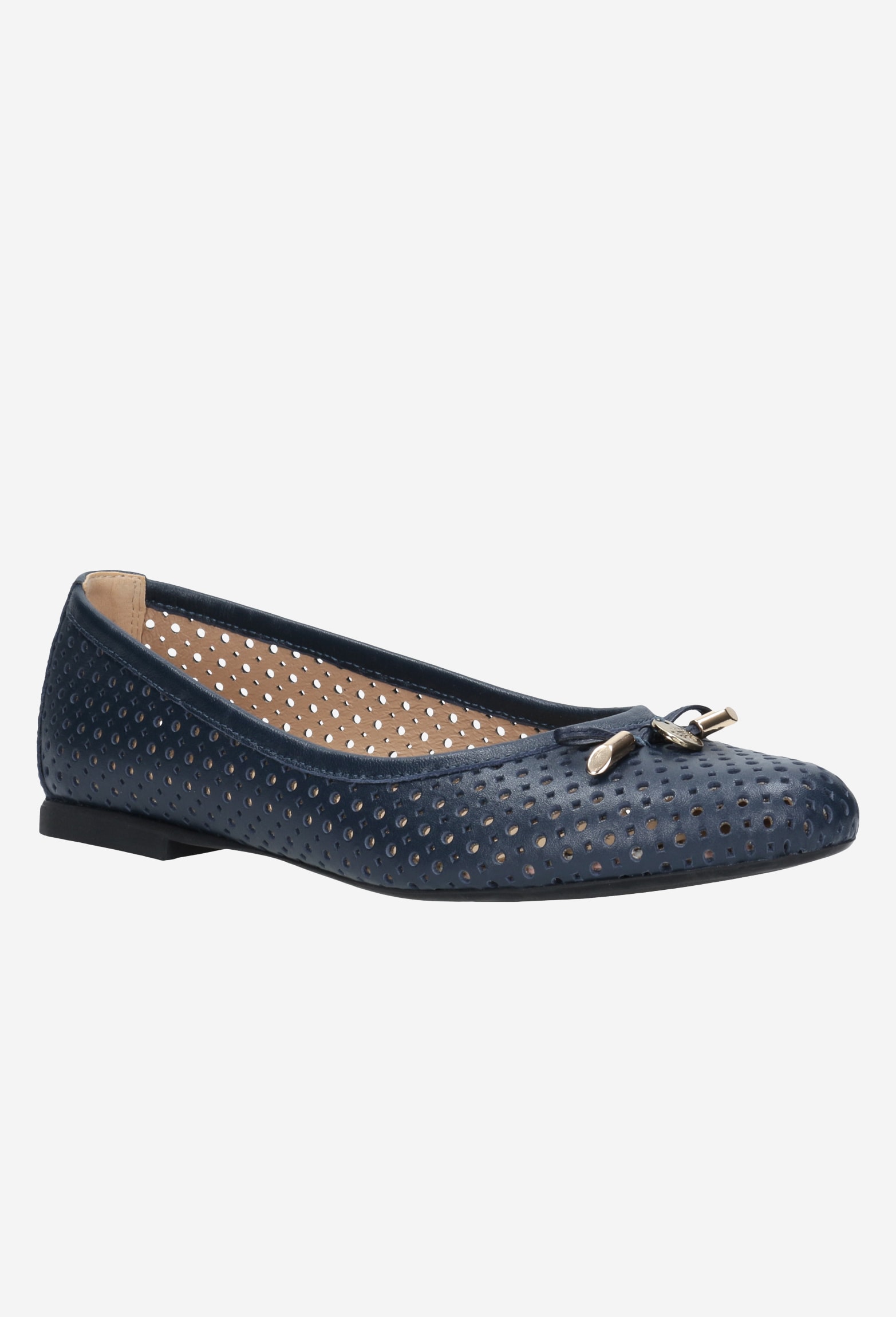 Białe wygodne baleriny damskie ze skóry licowej