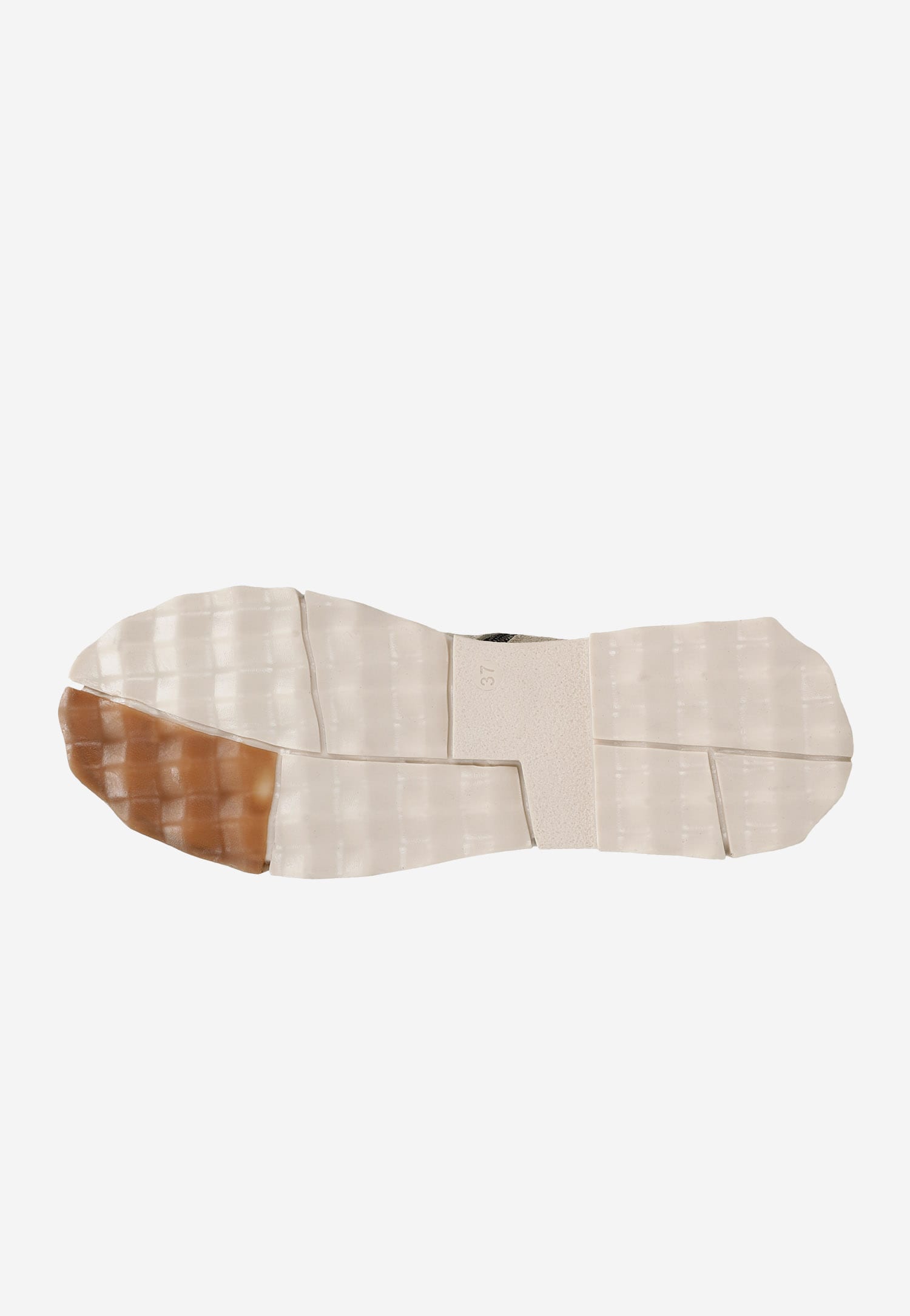 Beżowe botki damskie na podeszwie z kontrastową wstawką