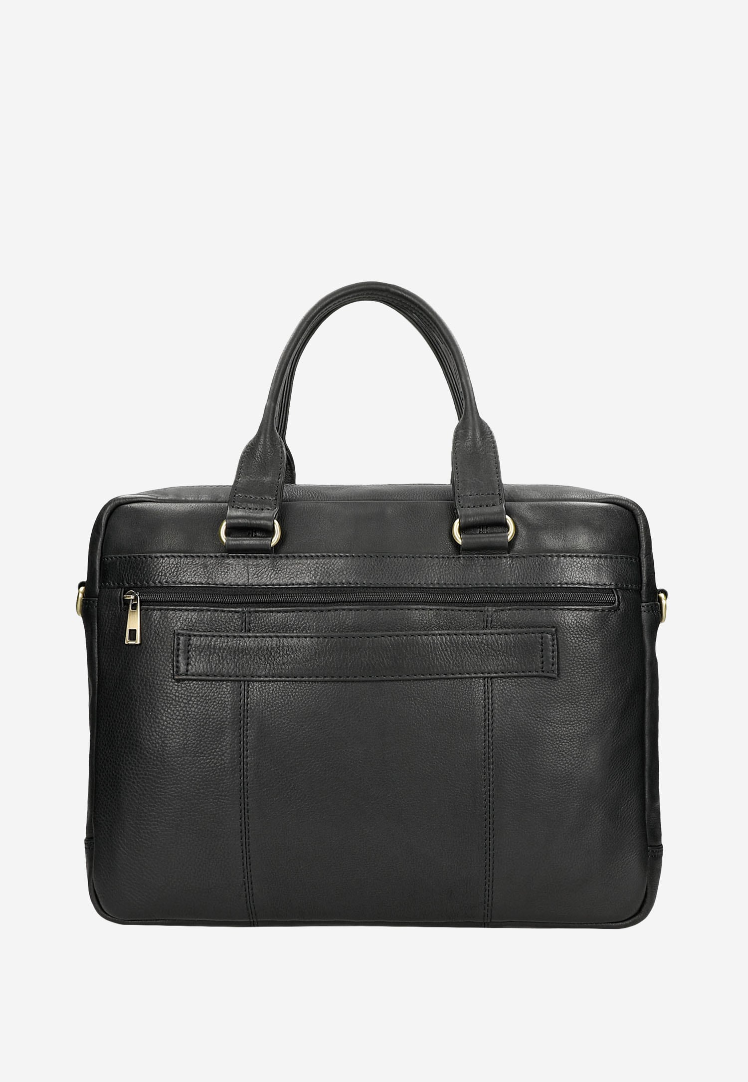 Czarna skórzana torba męska z dodatkowymi zewnętrznymi kieszeniami