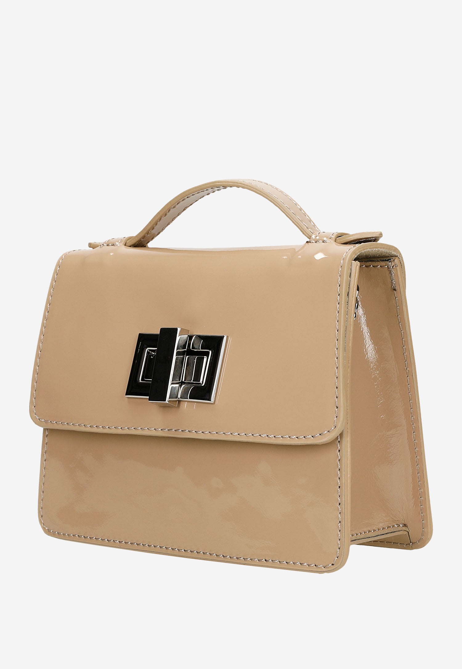 Beżowa lakierowana wizytowa torebka damska