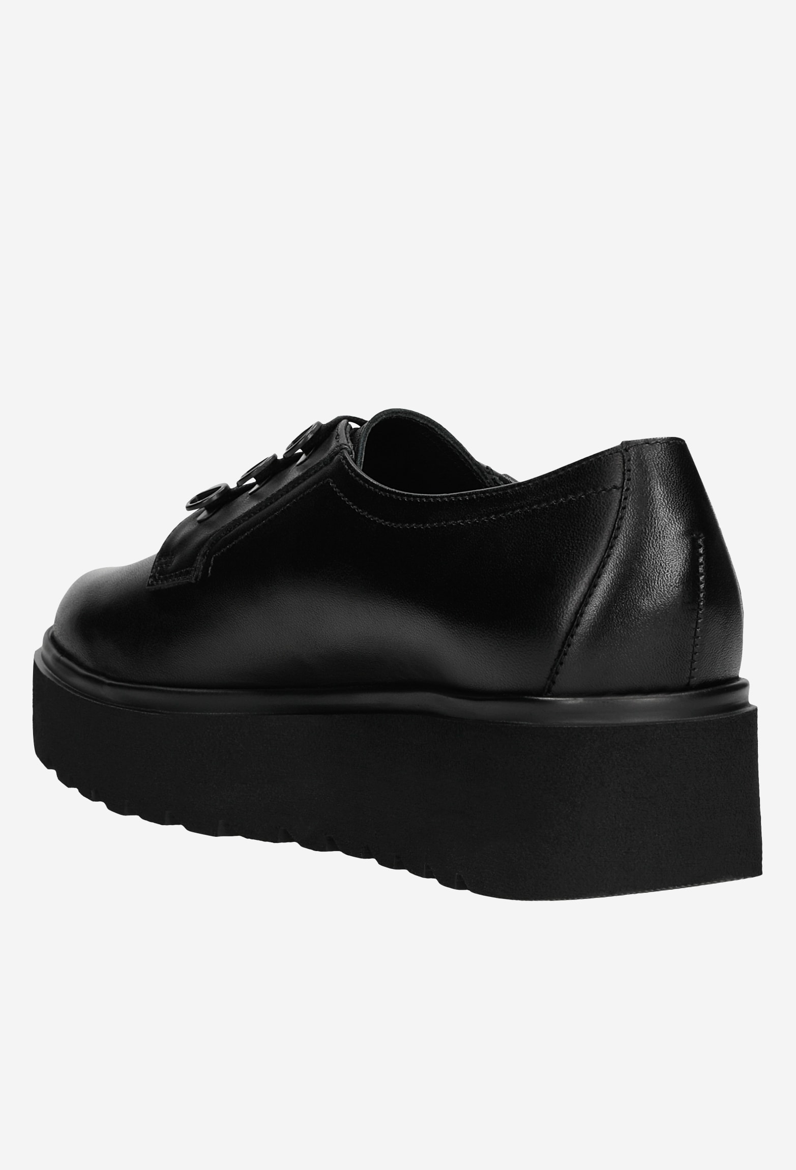 Czarne sznurowane półbuty damskie na wysokiej platformie