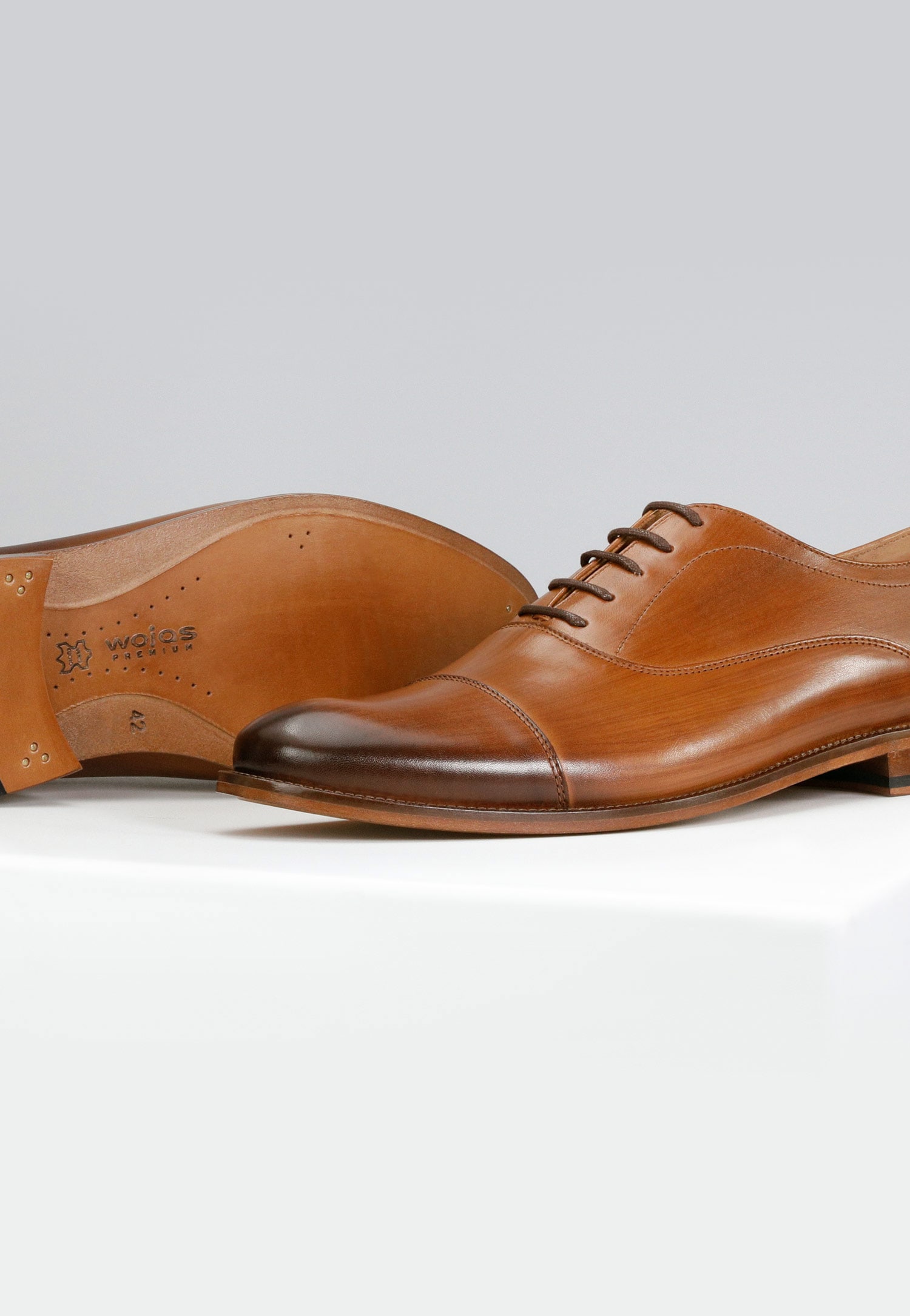 PREMIUM półbuty męskie wizytowe ze skórzaną podeszwą