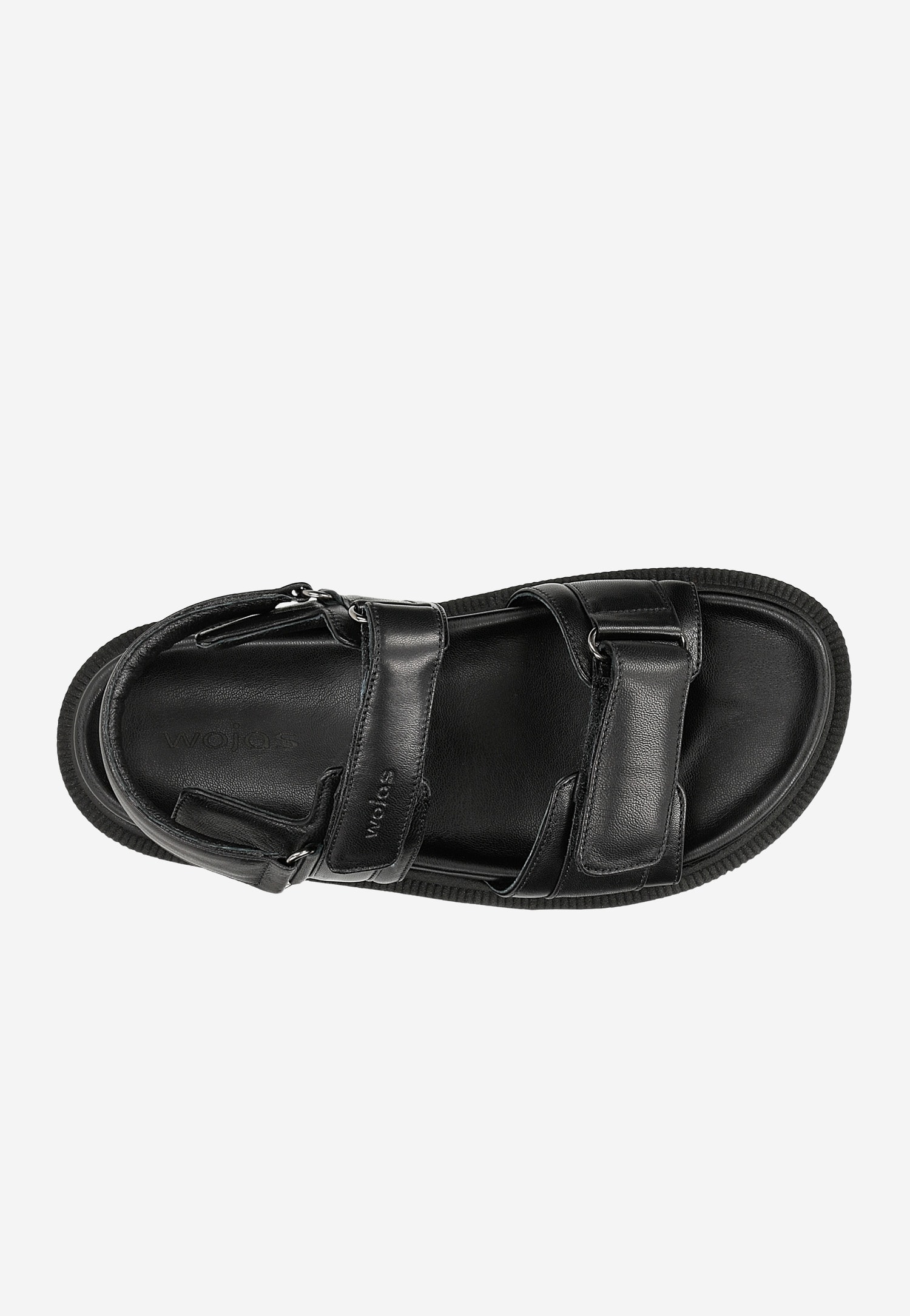 Czarne sandały damskie z zapięciem na rzepy ze skóry licowej