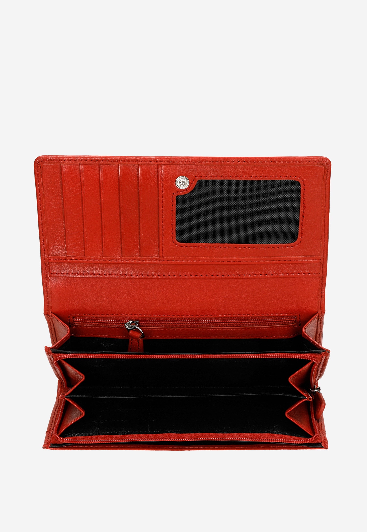 Duży czerwony portfel damski ze skóry licowej