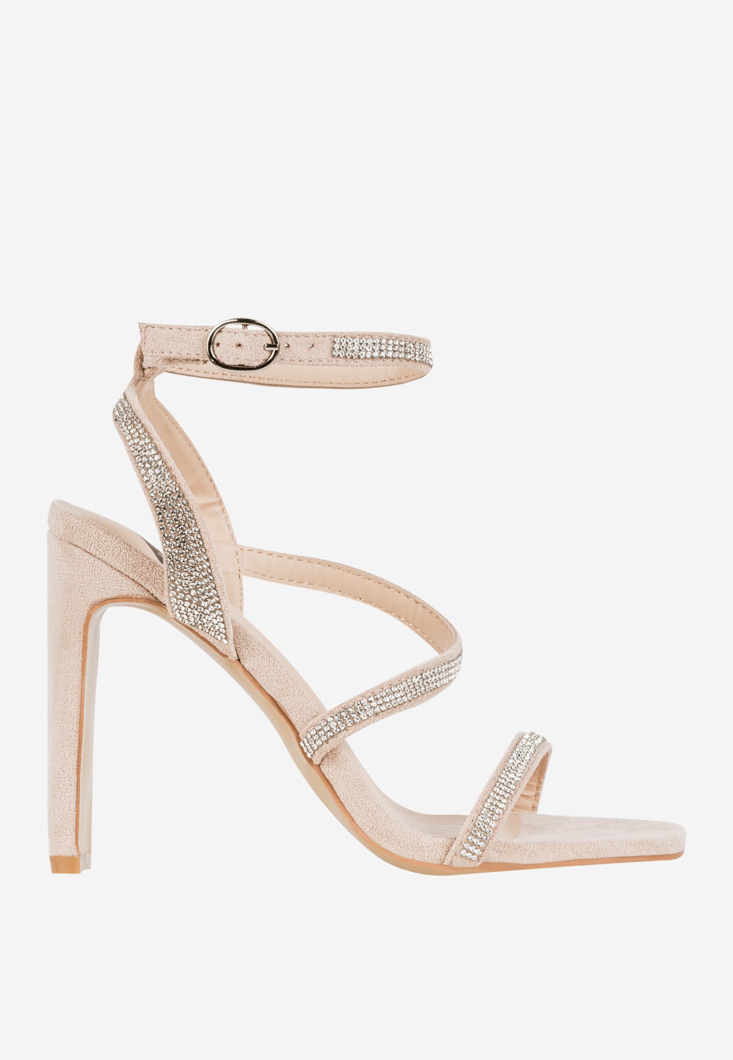 WJS czarne sandały damskie z kryształkami i odkrytą piętą